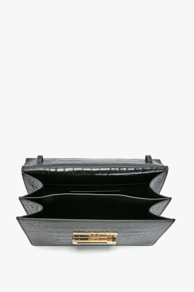 Victoria Beckham Dorian Bag In Black Croc Embossed Leather outlook