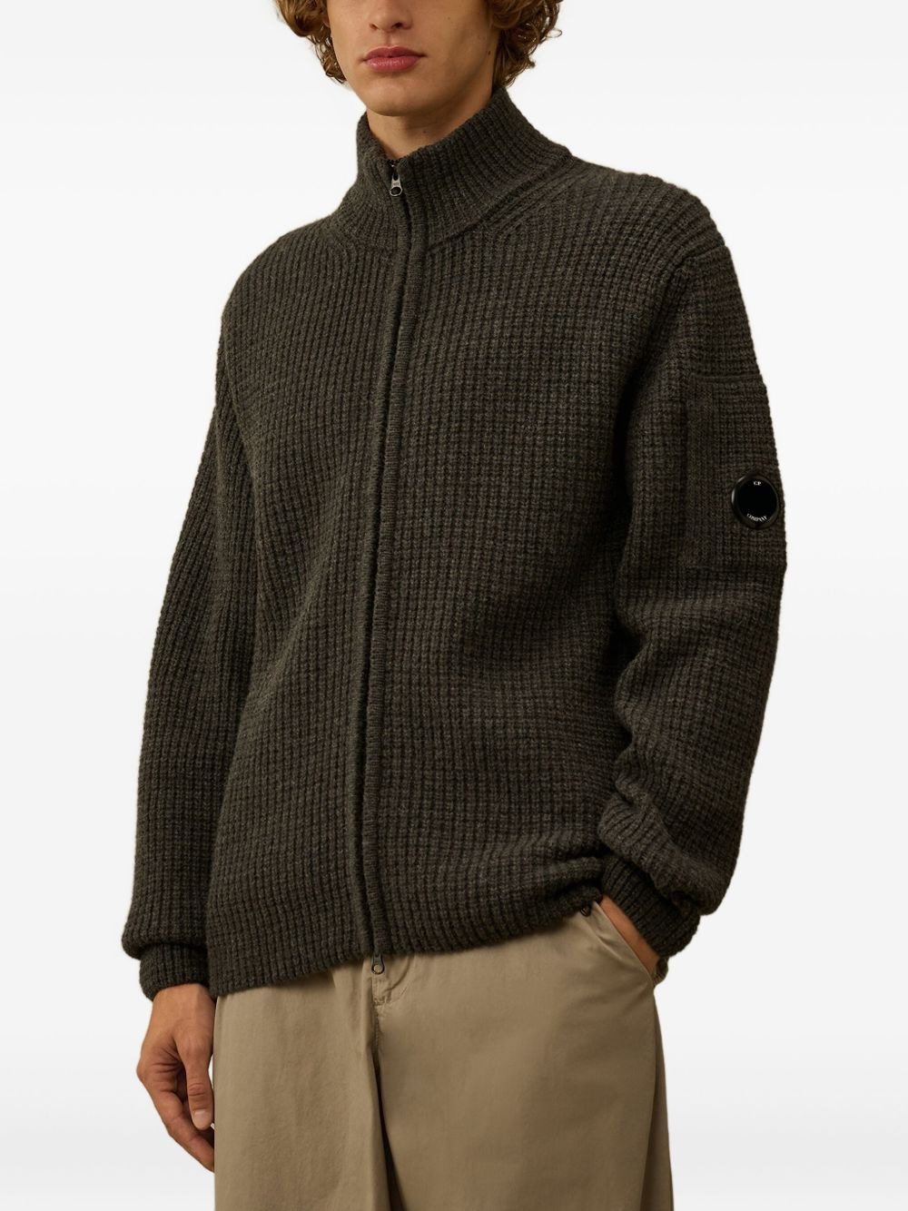 high-neck zip-up cardigan - 3