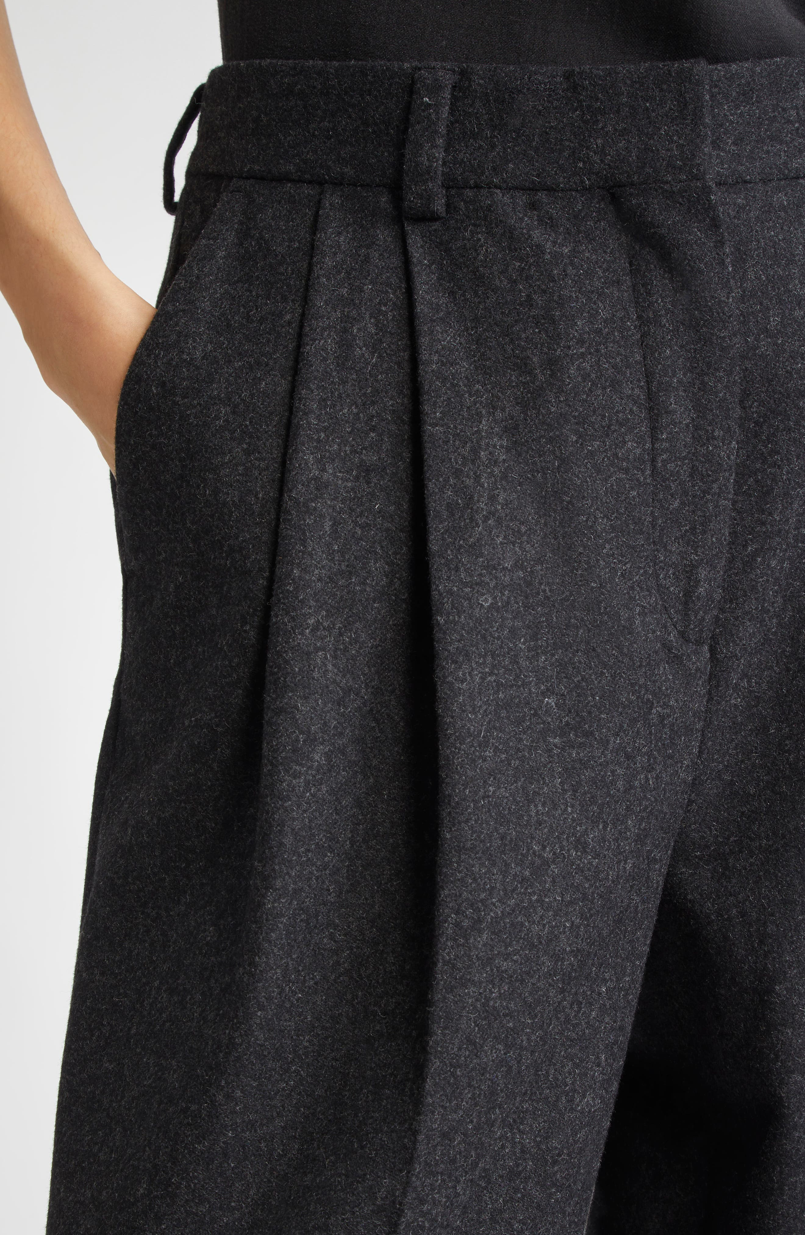 TOTEME Fluid Pleated Trousers in Mid Grey Melange at Nordstrom - 5