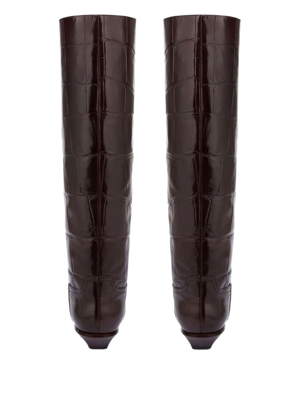 croco-embossed leather boots - 5