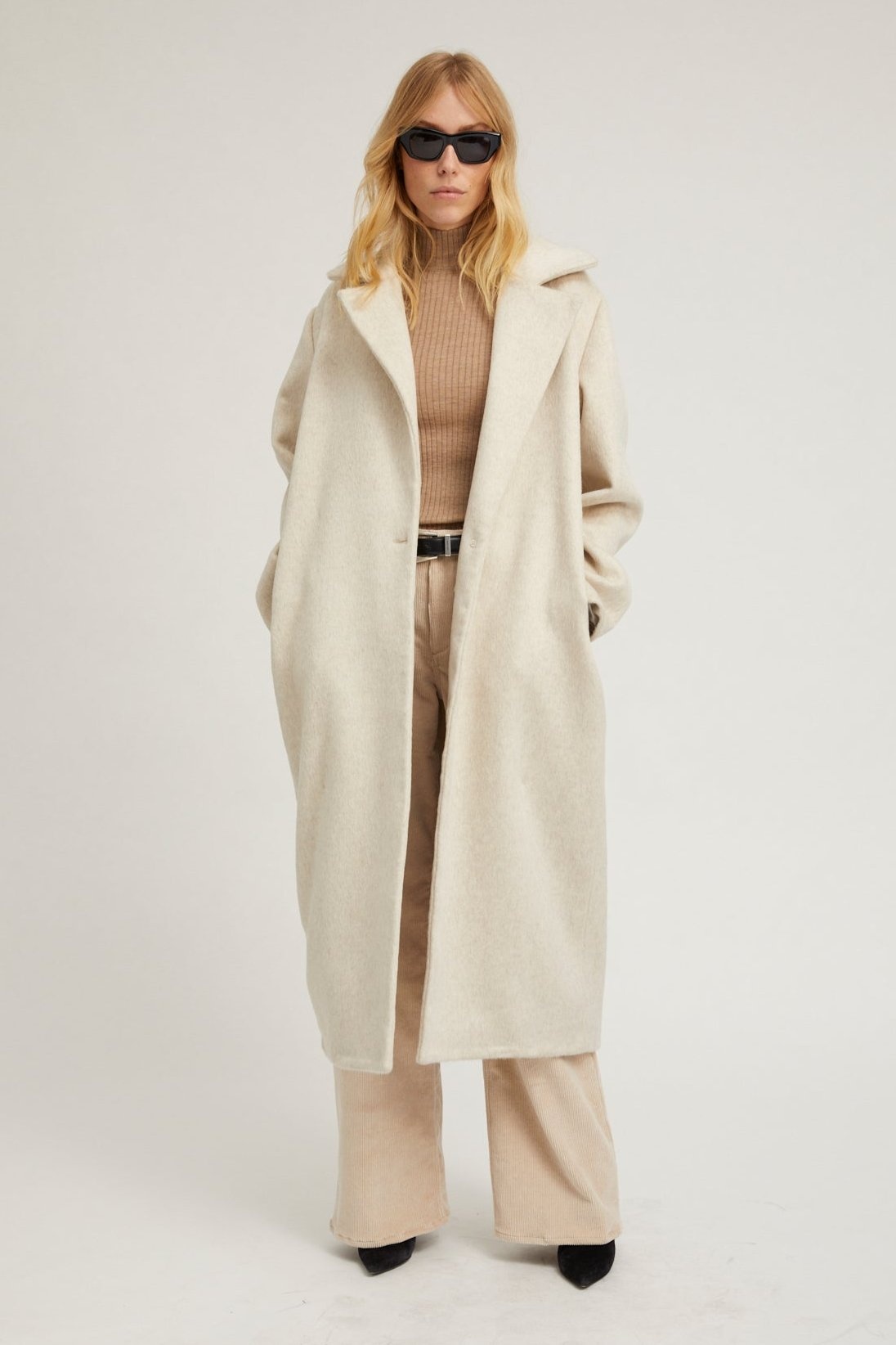 OFF WHITE WOOL CASHMERE CLASSIC COAT - 3