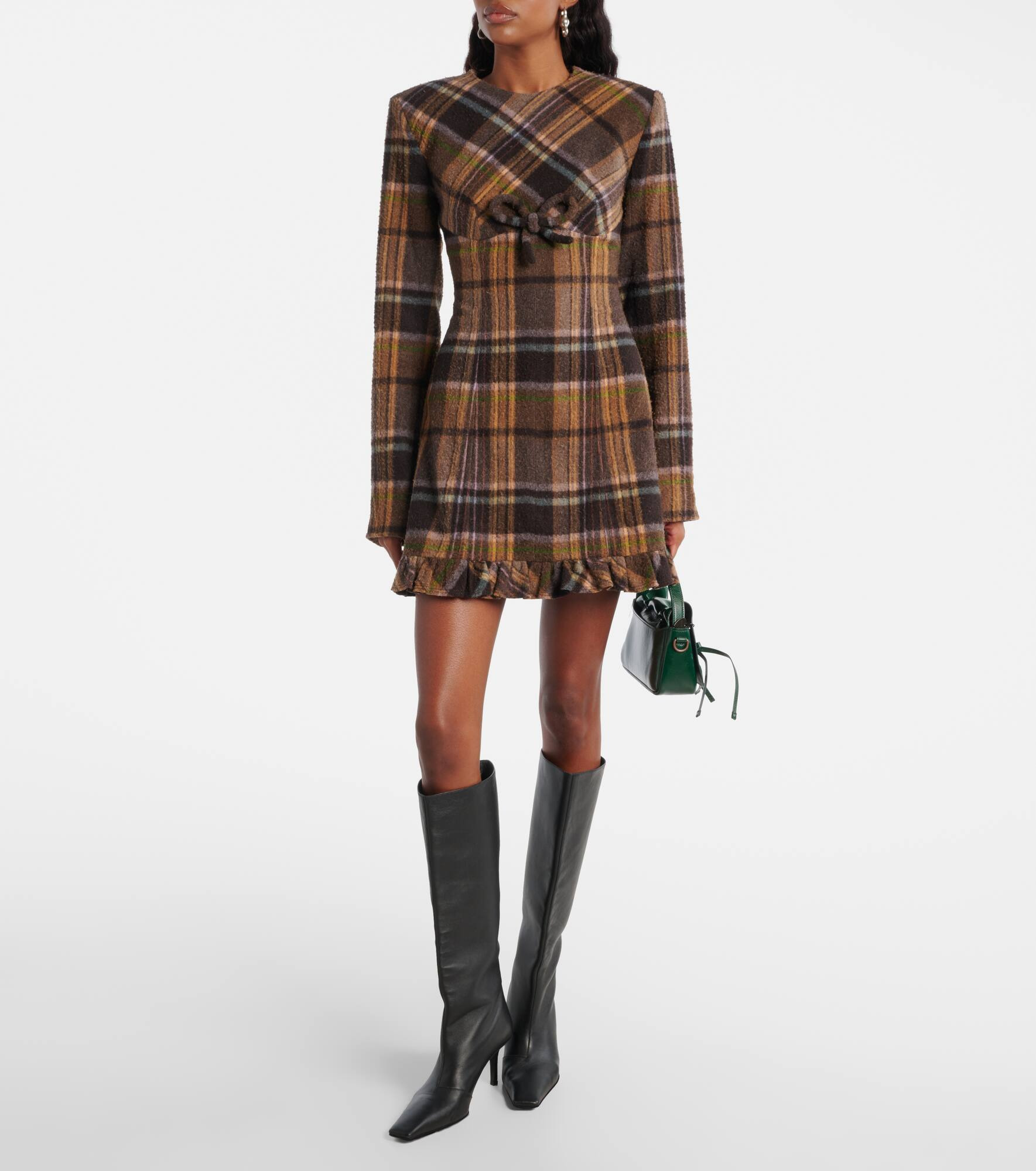 Checked wool-blend minidress - 2