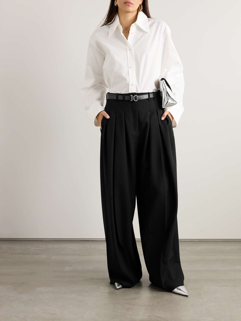 Jil Sander Belted pleated wool wide-leg pants outlook