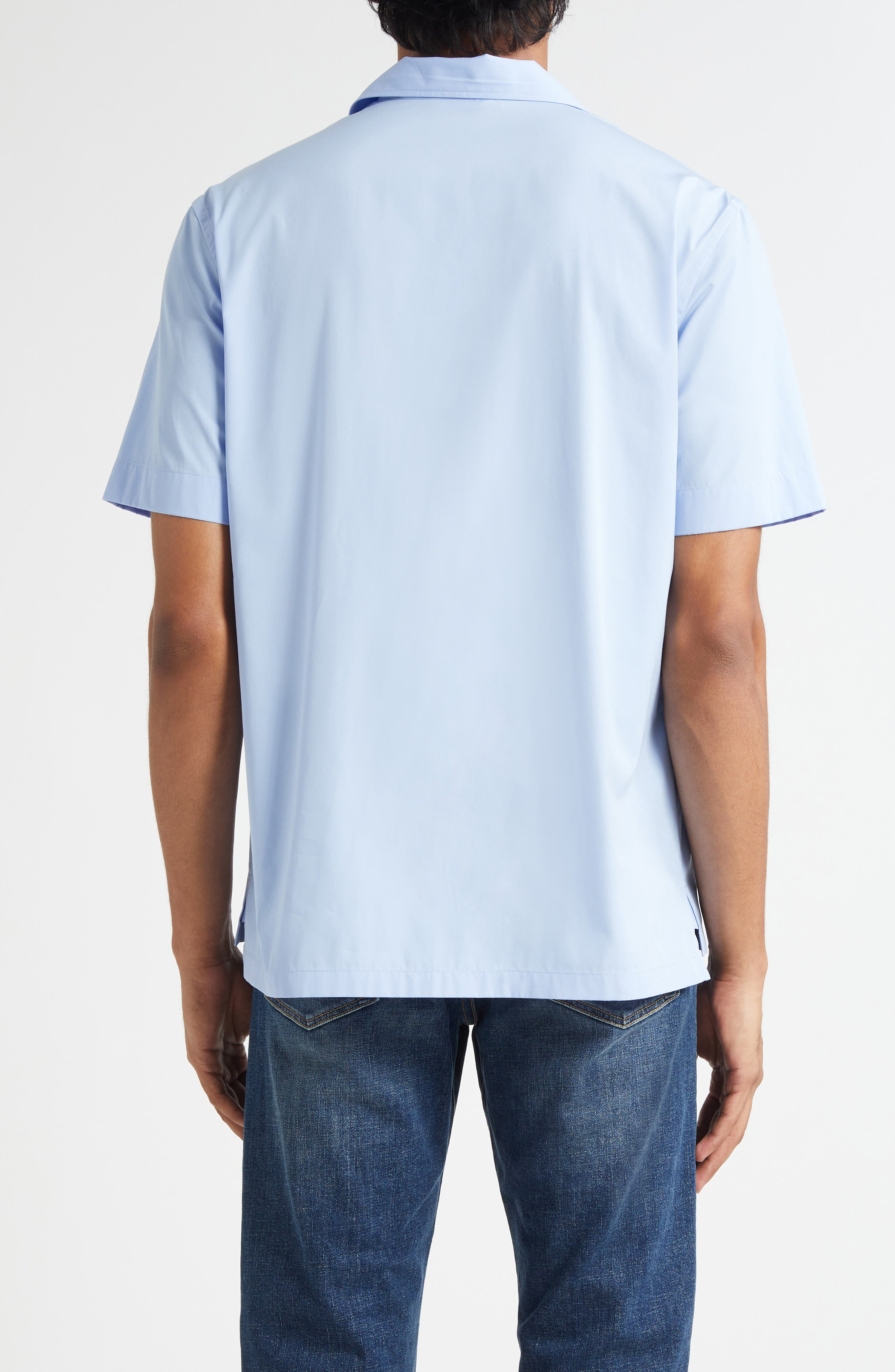 Dolce&Gabbana Logo Embroidered Camp Shirt in B0074 Celeste Scuro at Nordstrom - 2
