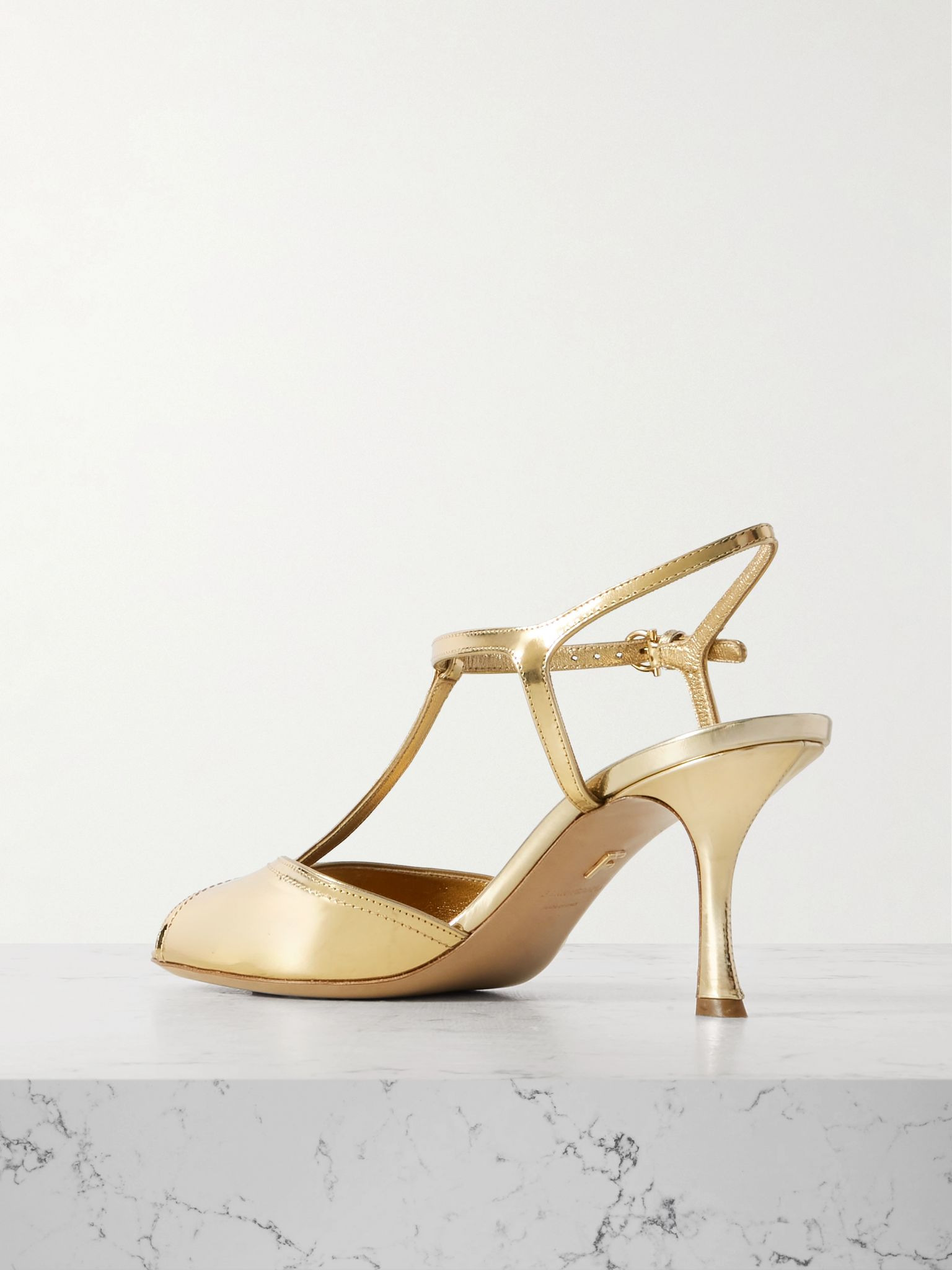 Ely metallic leather sandals Gold - 3