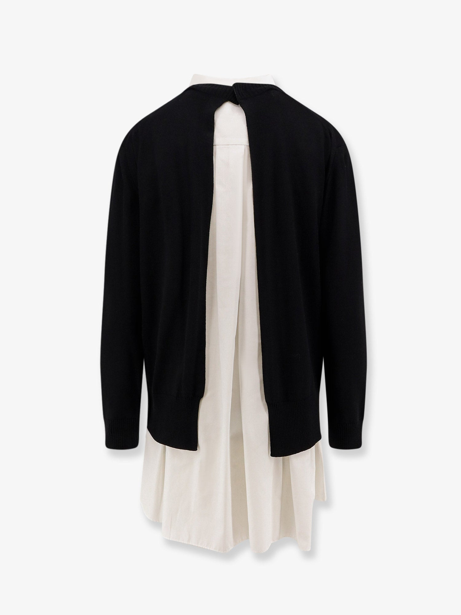 Sacai Cotton Popeline And Knit Short Dress - 2