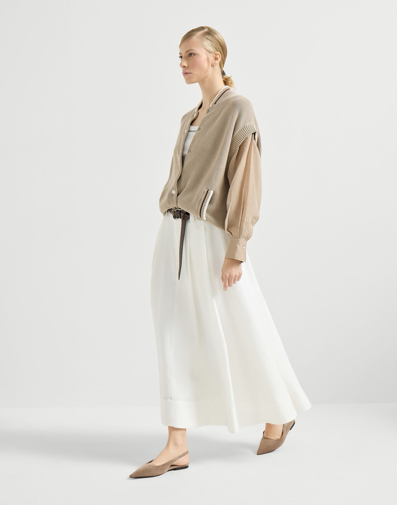Viscose and linen fluid twill sartorial skirt with monili 5