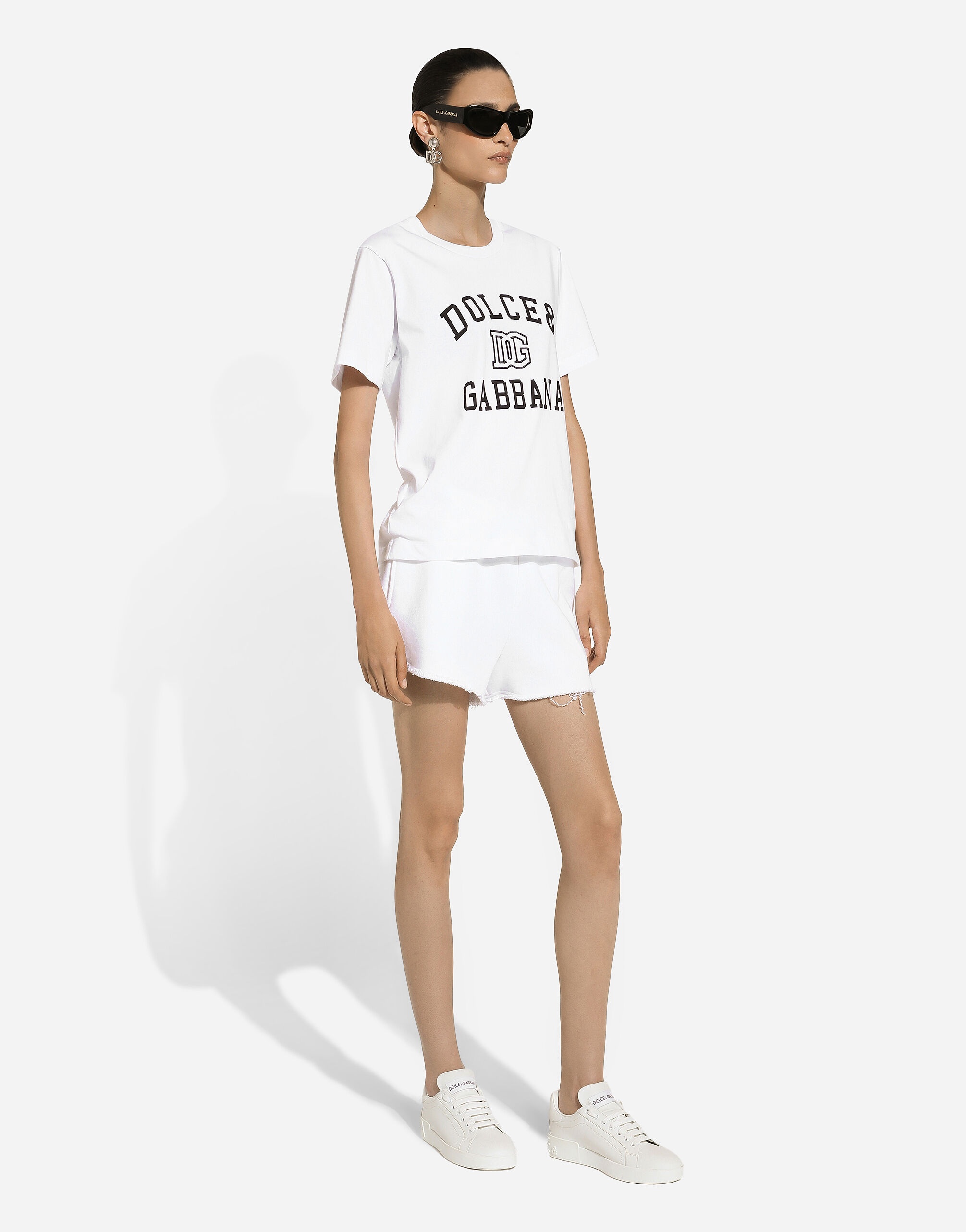 Jersey T-shirt with Dolce&Gabbana logo embroidery and lettering - 7