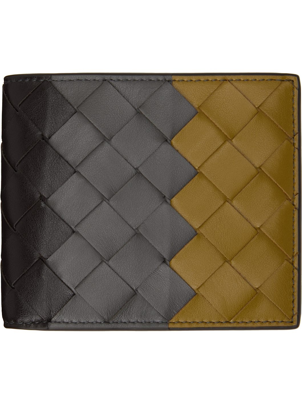 Gray & Khaki Intrecciato Bi-Fold Wallet - 1