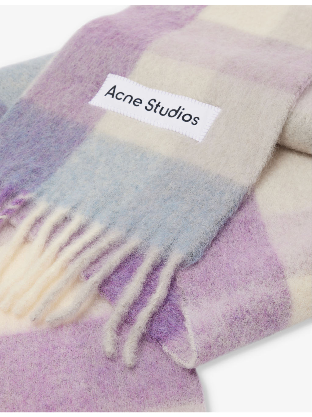 Logo-patch checked knitted scarf - 3