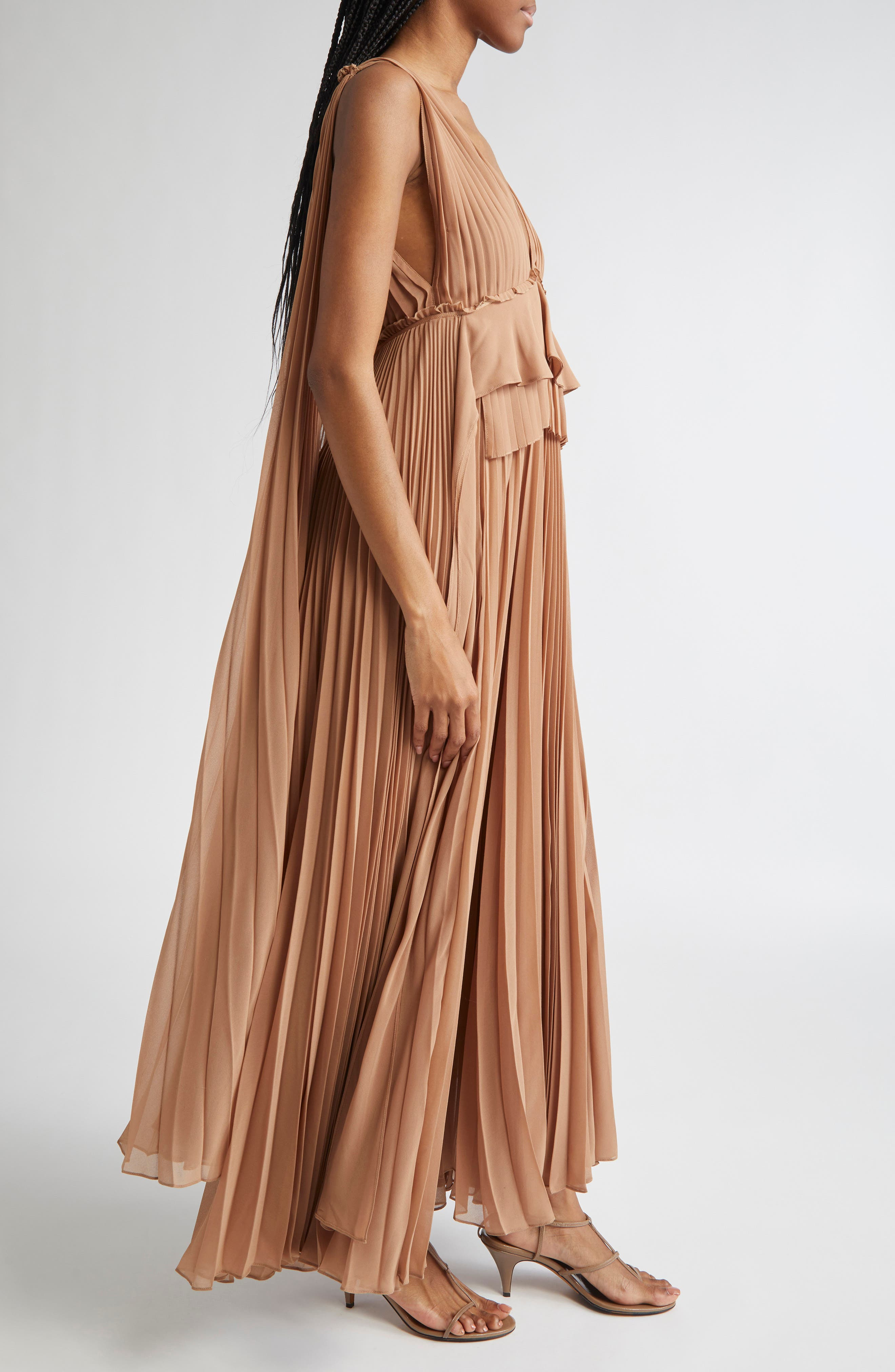 Zimmermann Memento Pleated Gown in Biscuit at Nordstrom - 3