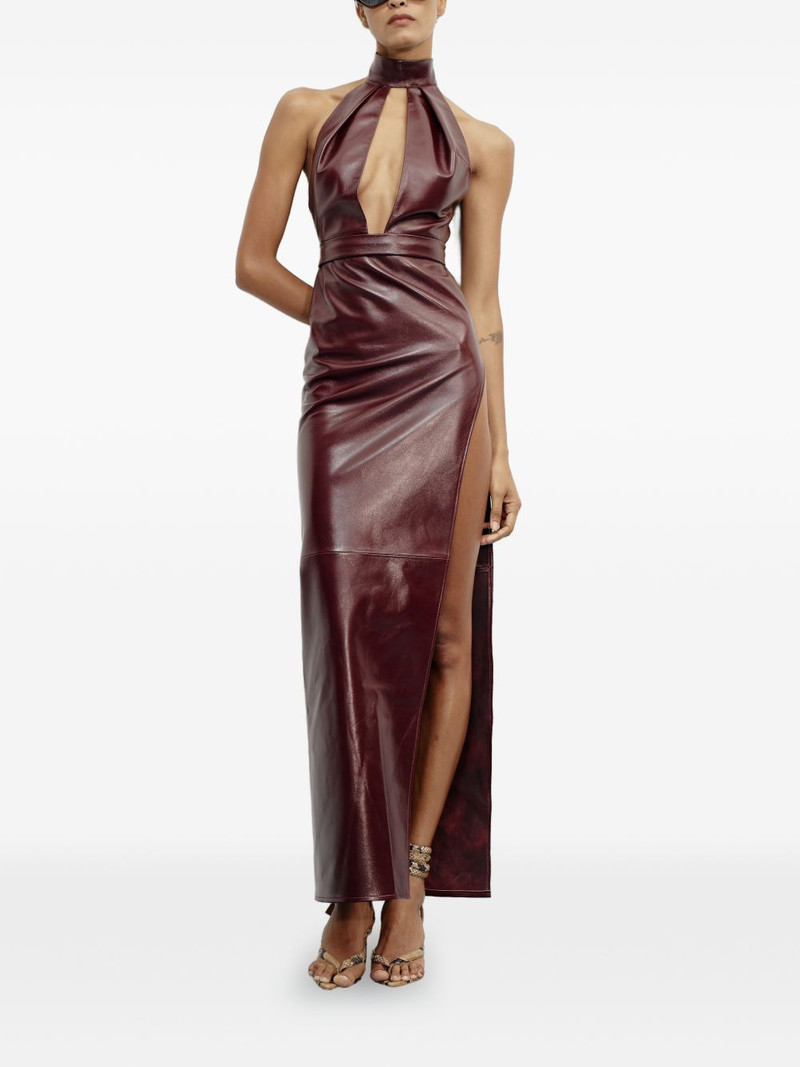 THE NEW ARRIVALS ILKYAZ OZEL Nessa halterneck leather maxi dress outlook
