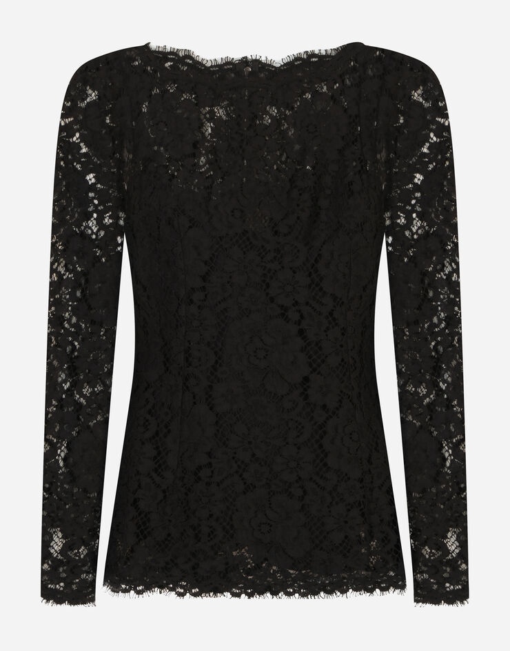 Long-sleeved cordonetto lace top - 3