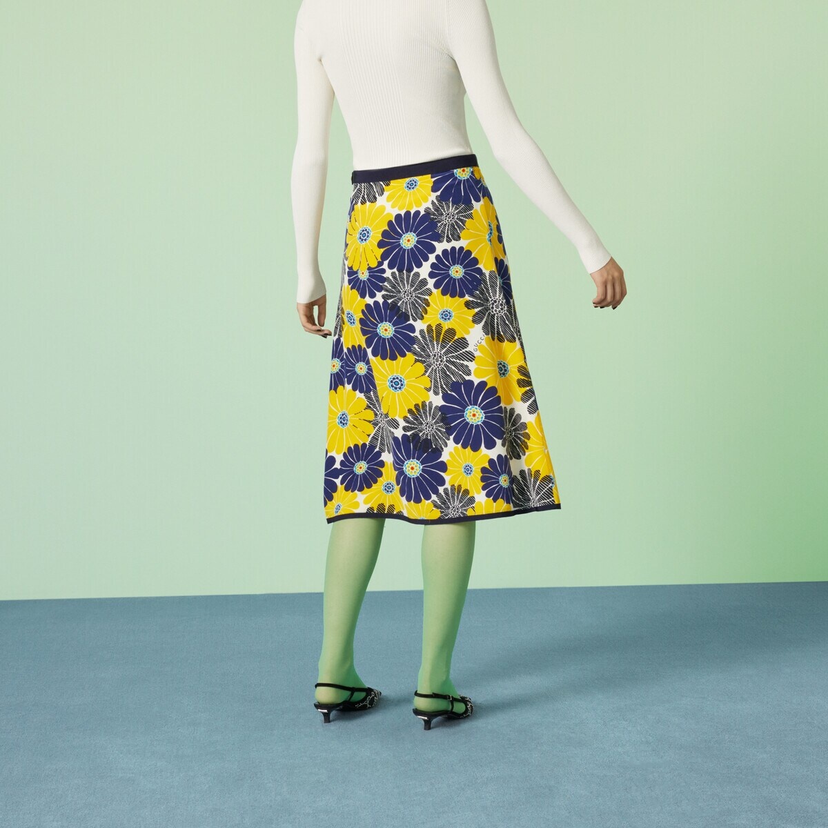 Gucci flower print silk skirt - 6