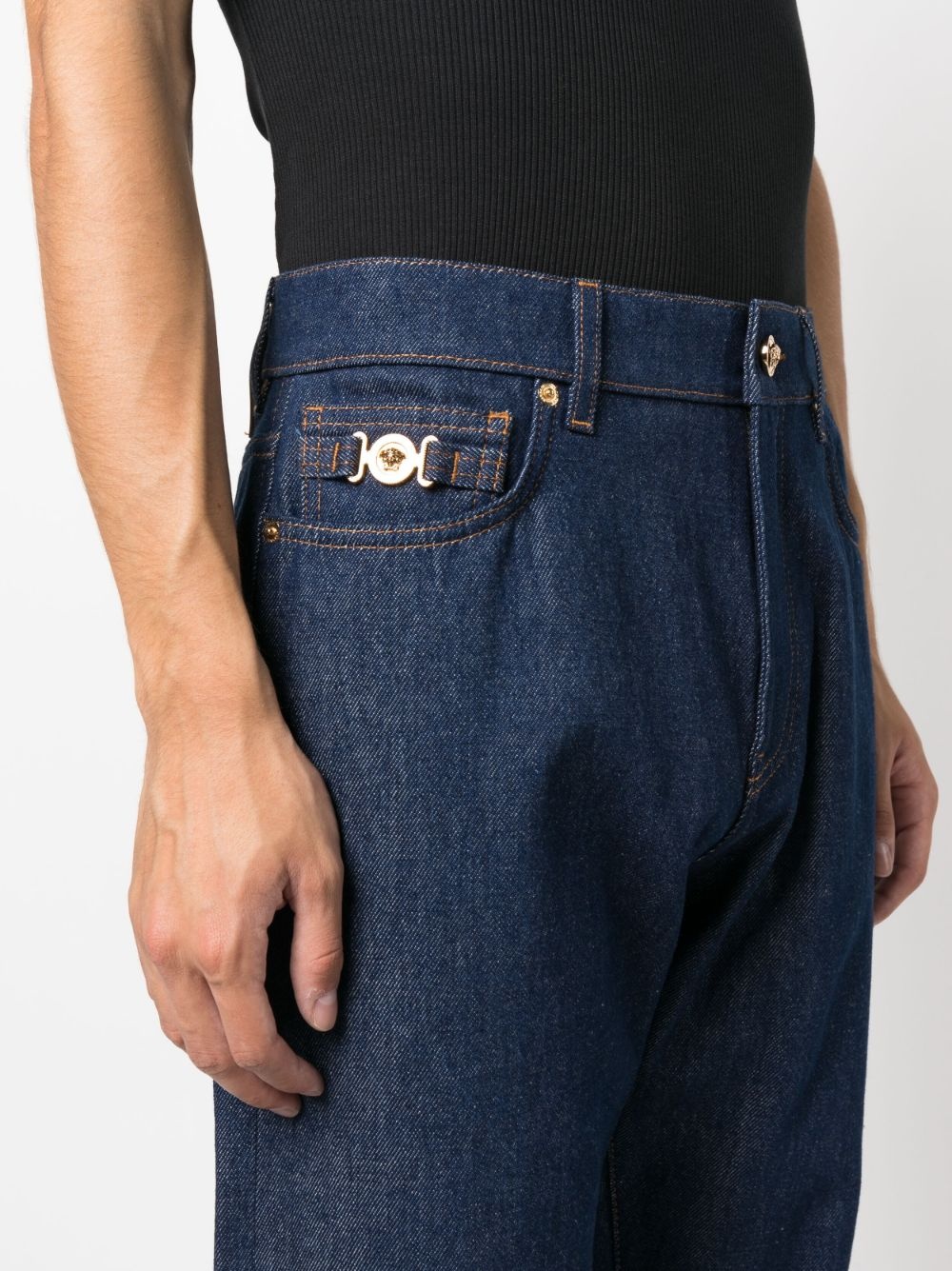 Medusa Head-detailed straight-leg jeans - 5