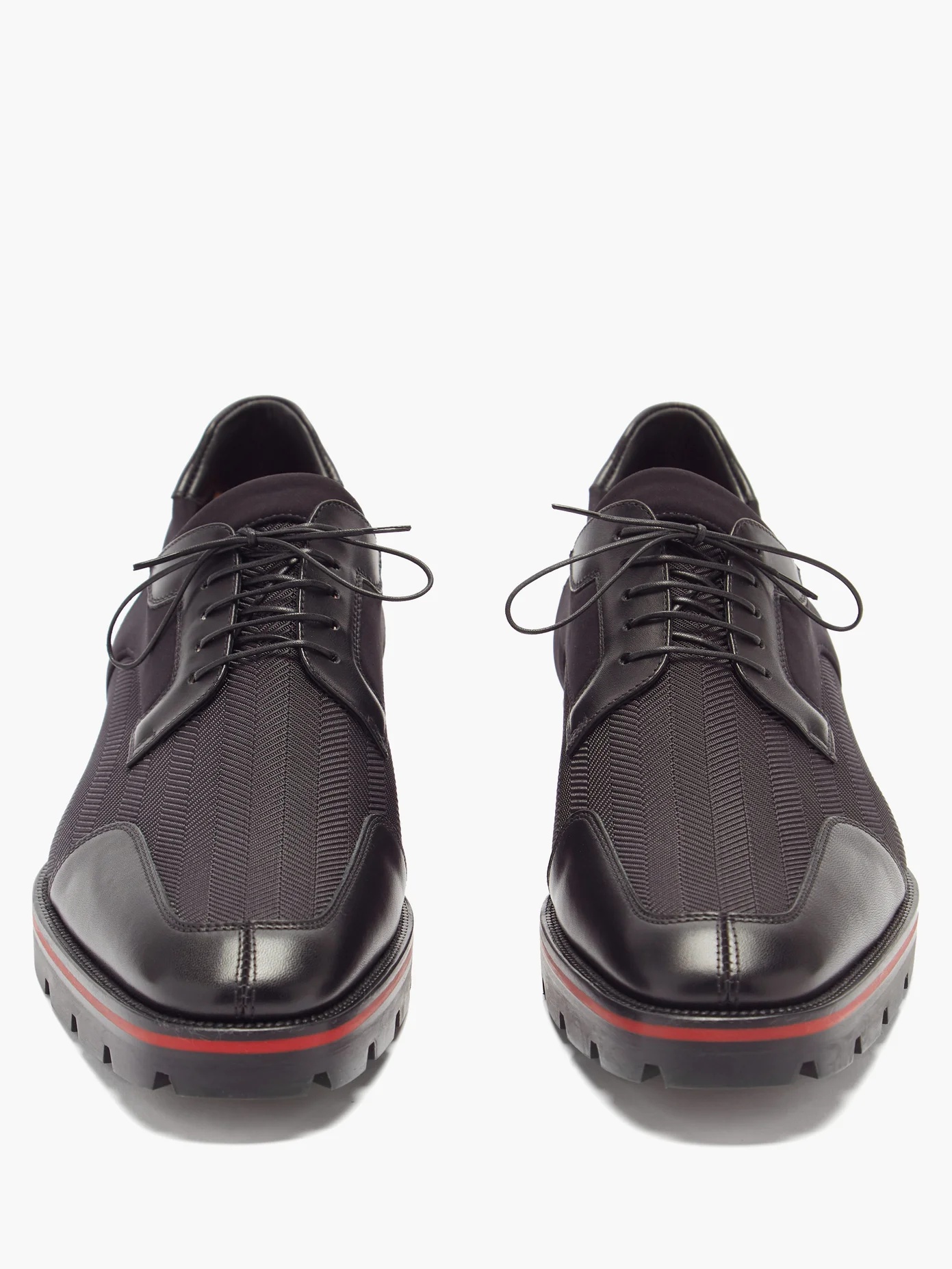 Simon leather-trimmed technical derby shoes - 5