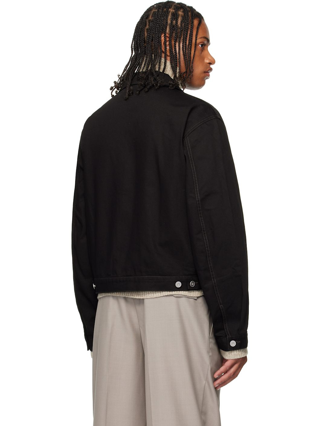 Black Denim Trucker Jacket - 3