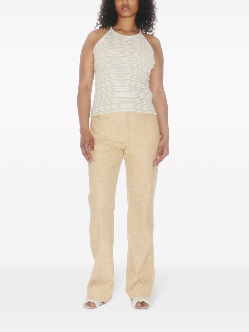 monogram-embroidered striped organic cotton tank top - 2