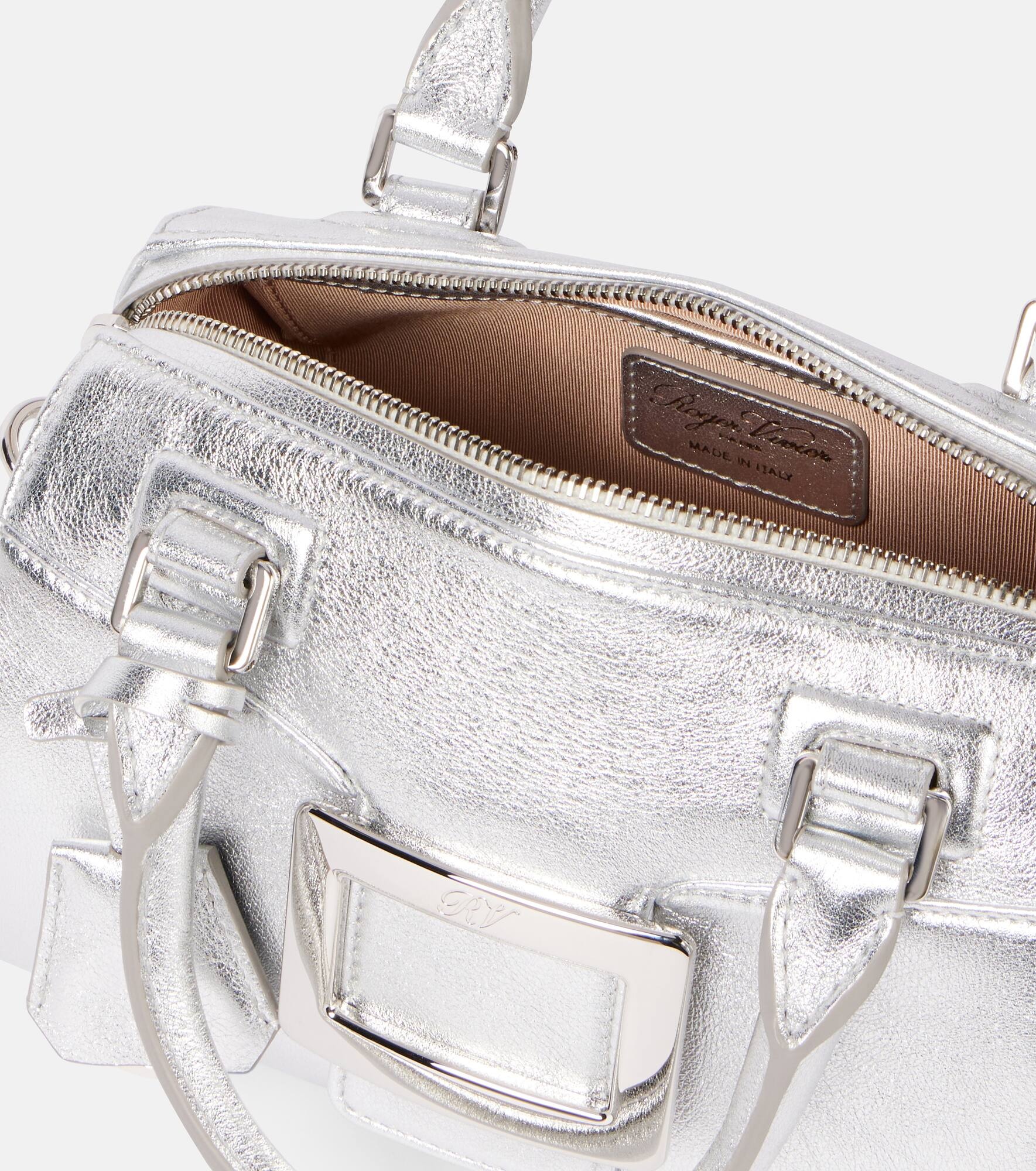 Belle Vivier Mini metallic leather tote bag - 3