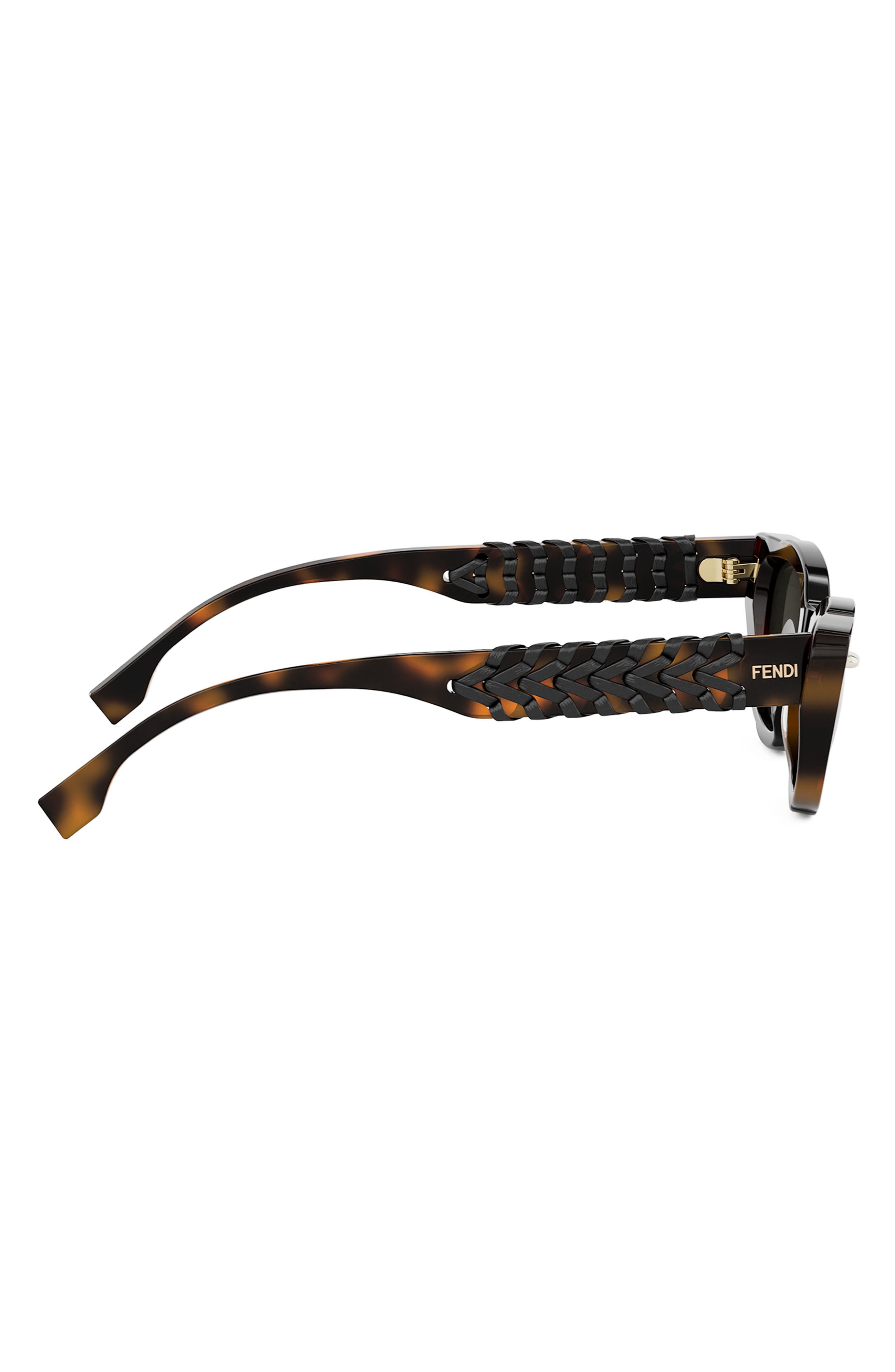 Fendi Interlace Cat Eye Sunglasses in Blonde Havana /Smoke at Nordstrom - 4