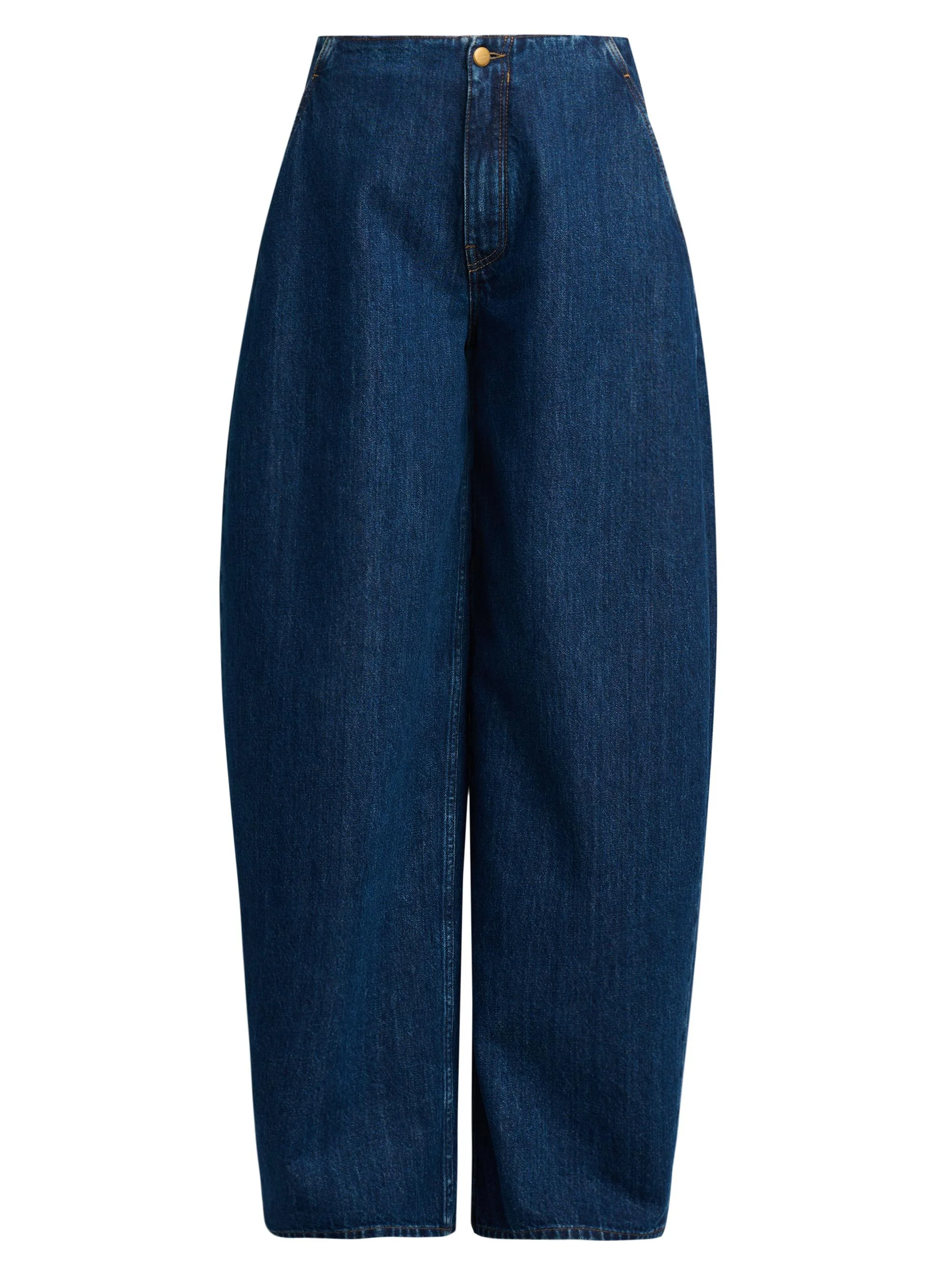 Women's Oversized Denim Barrel-Leg Trousers - Medium Denim - 1