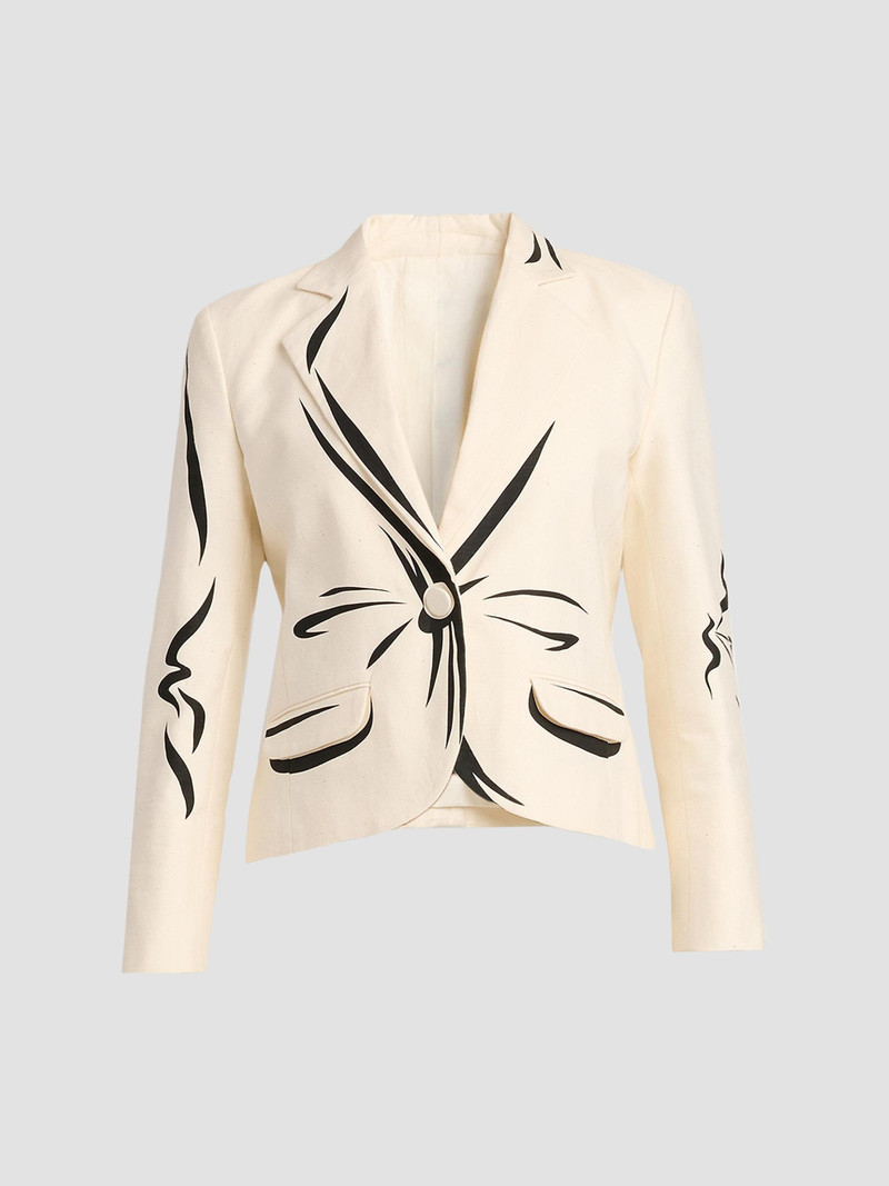 Women's Trompe-L'oeil Tailored Cotton Jacket - Multi White 1
