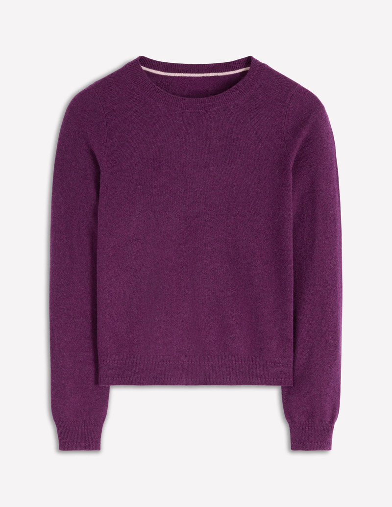 Eva Cashmere Crew Neck Sweater-Plum Melange 7