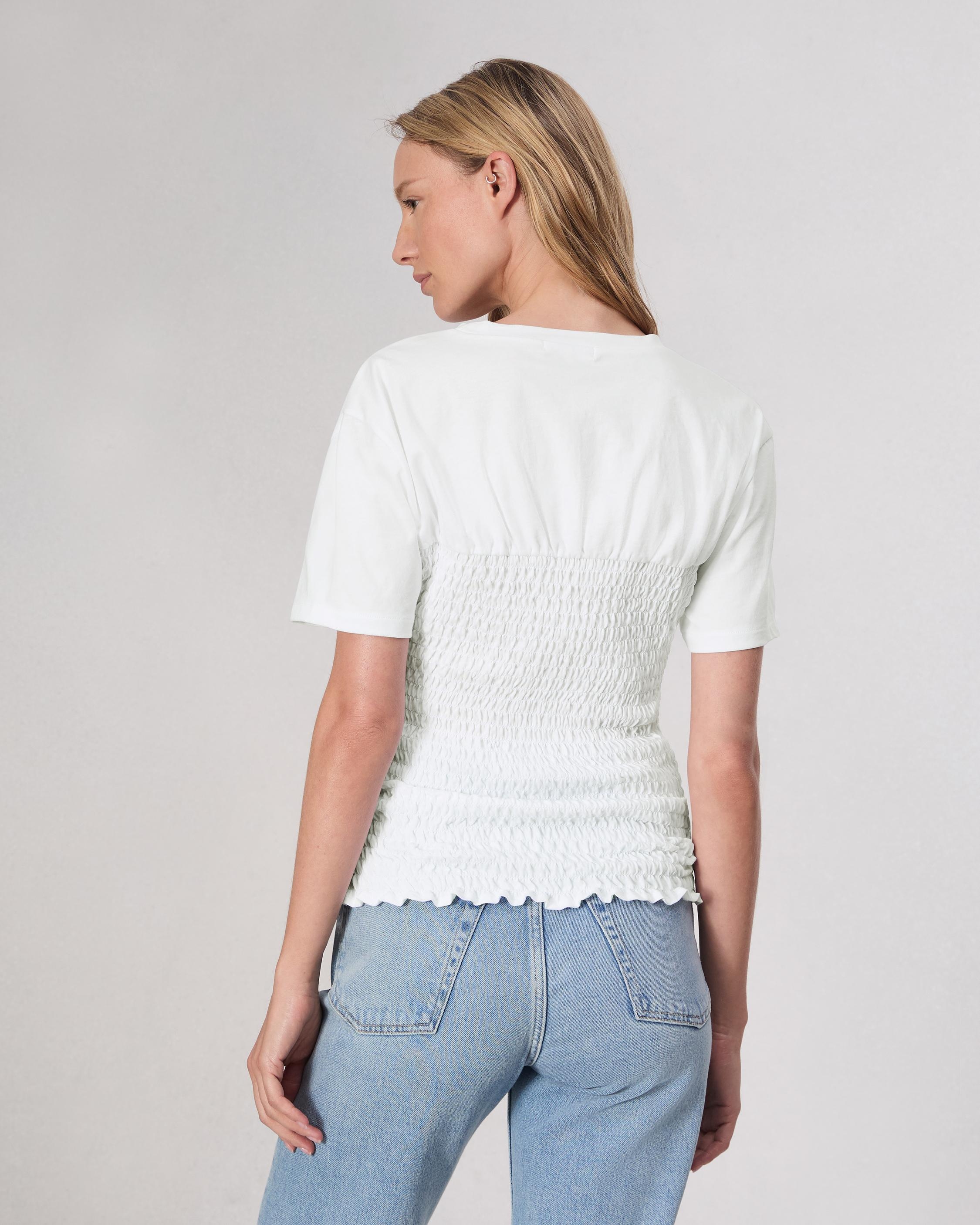 Smocked Cotton Tee - 5