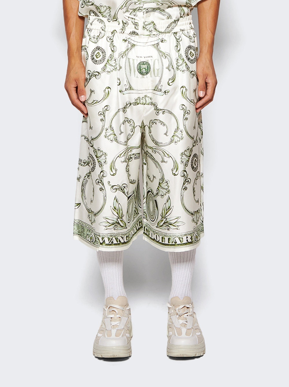 Silk Money Print Boxer Shorts Ivory And Green - 3