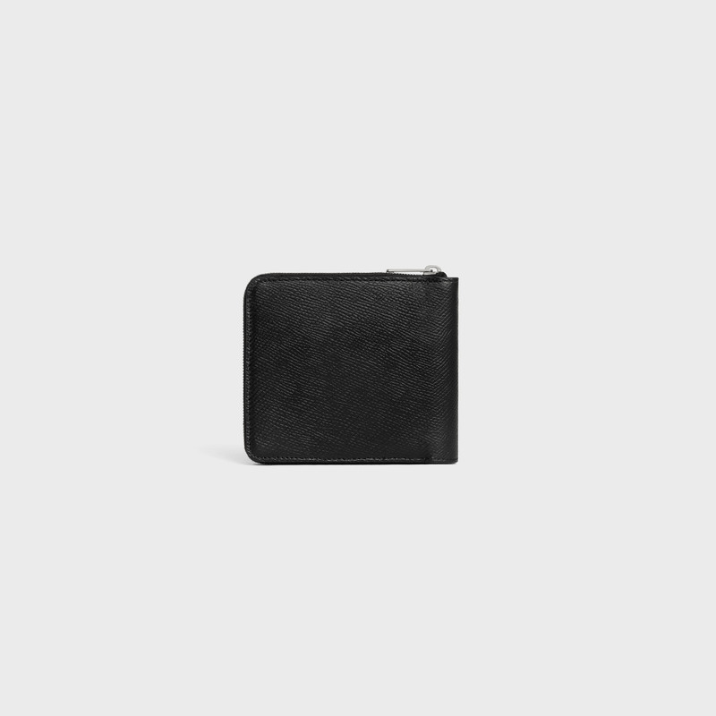 zipped bi-fold wallet with coin compartment IN grained calfskin 3