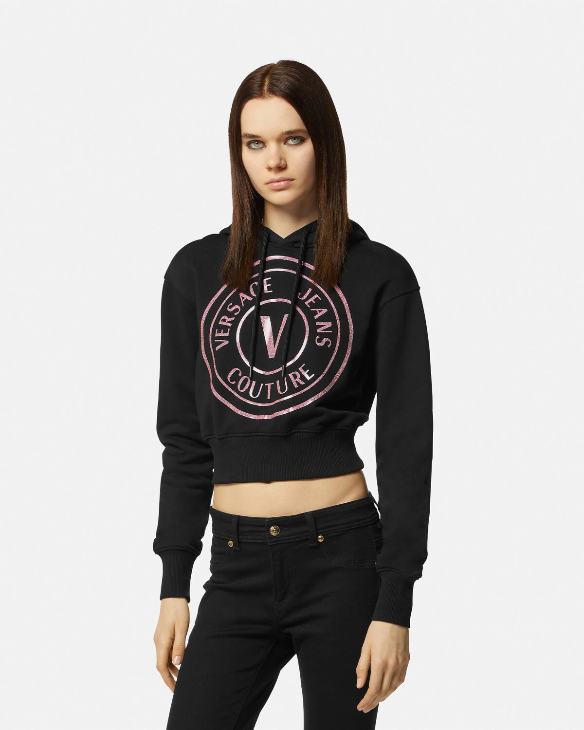V-Emblem Crop Hoodie - 4