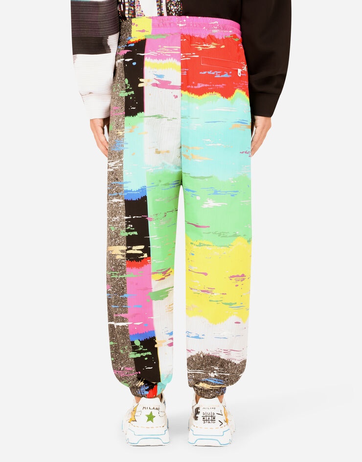 Nylon jogging pants with multi-colored glitch print - 2