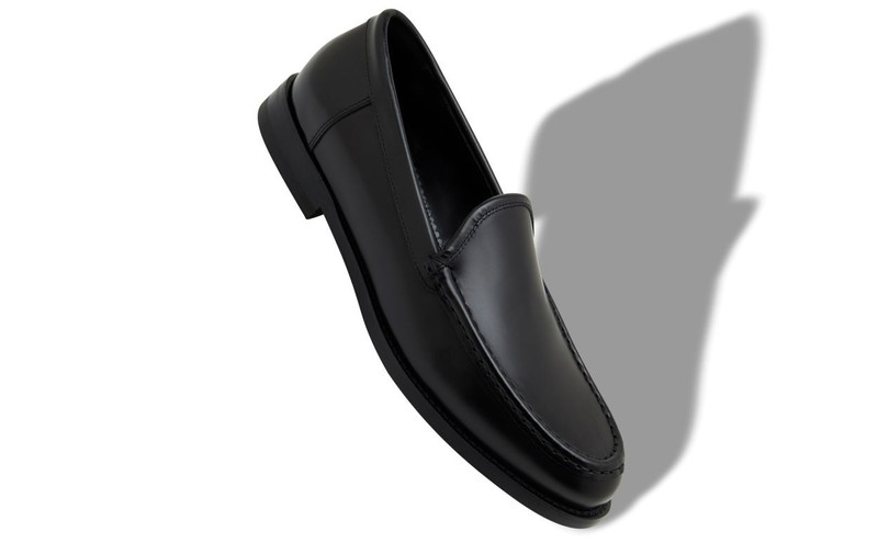 Manolo Blahnik Black Calf Leather Loafers outlook