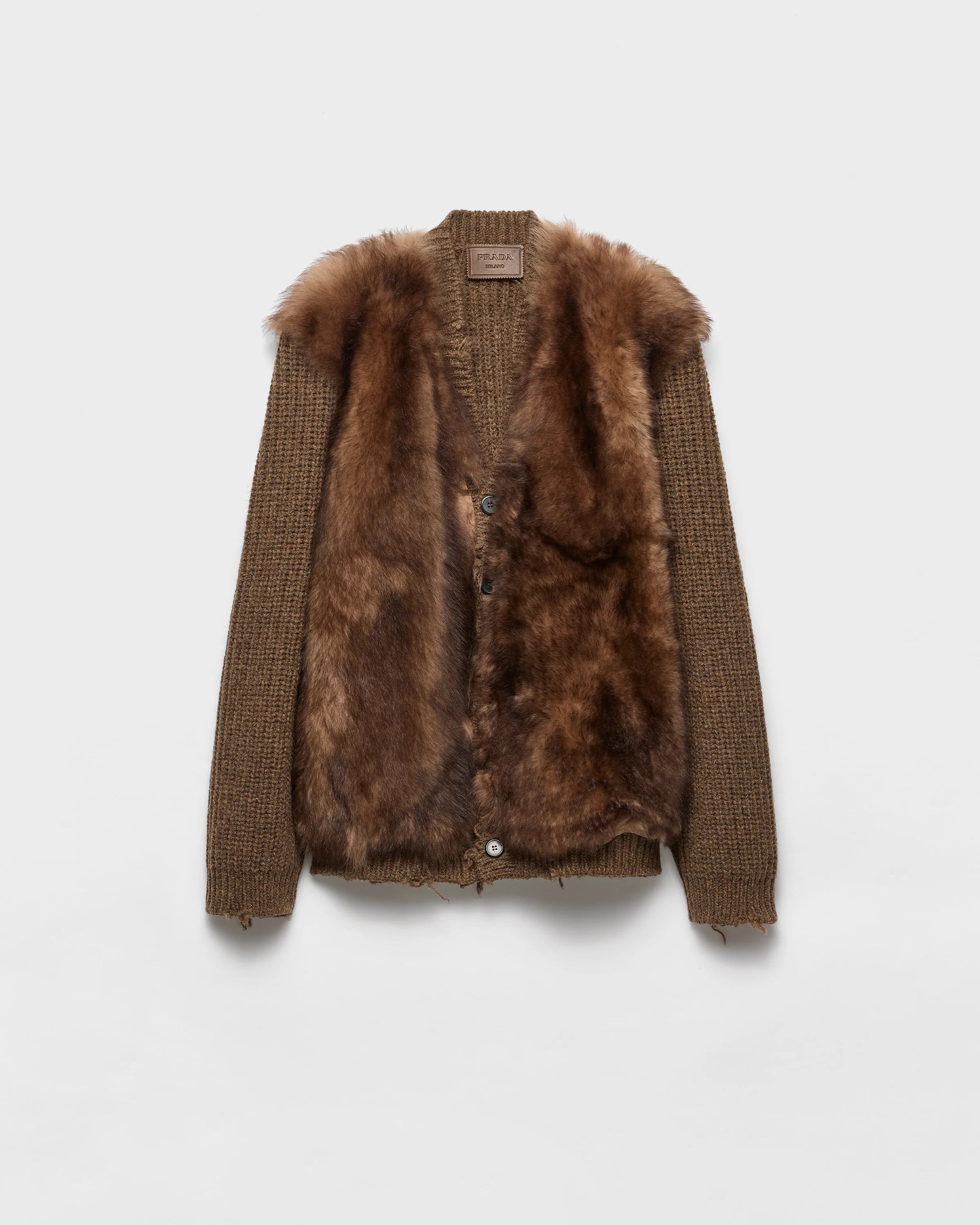 Wool and shearling cardigan - 1