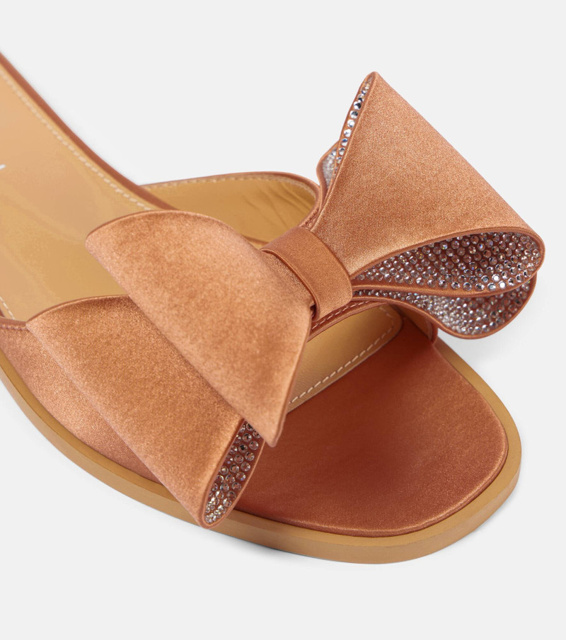 Le Cadeau Double Bow satin slides 6