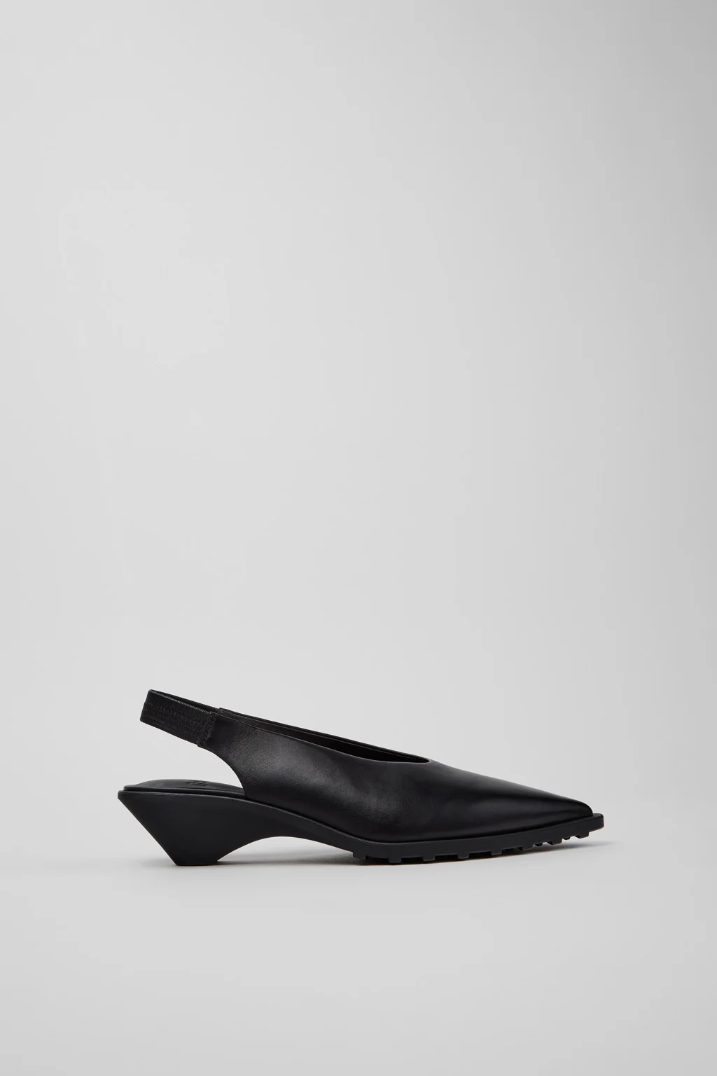 Anita Black Leather Semi-Open Shoes for Women. - 1