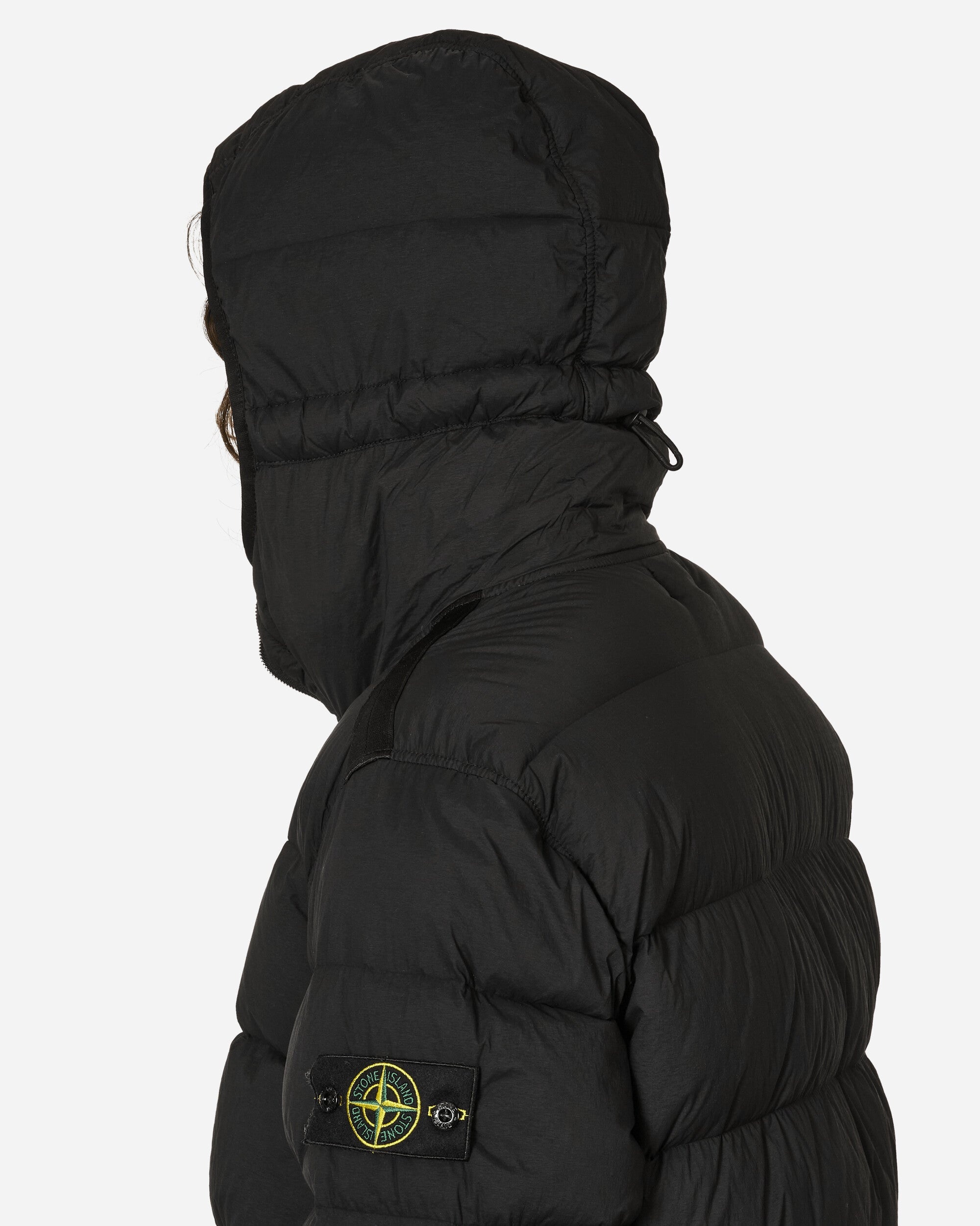 Stone Island Seamless Tunnel Nylon Hooded Down Jacket Black