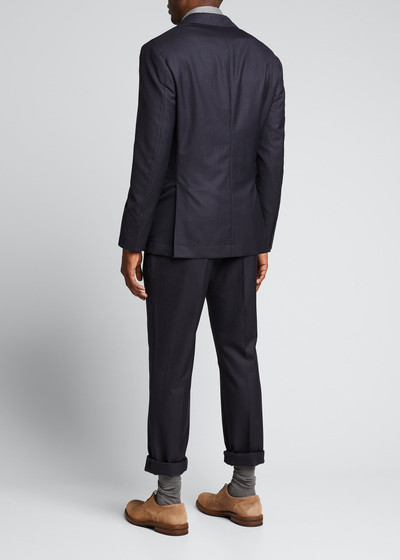 Brunello Cucinelli Men's Chalk Stripe Super 150s Wool Suit outlook