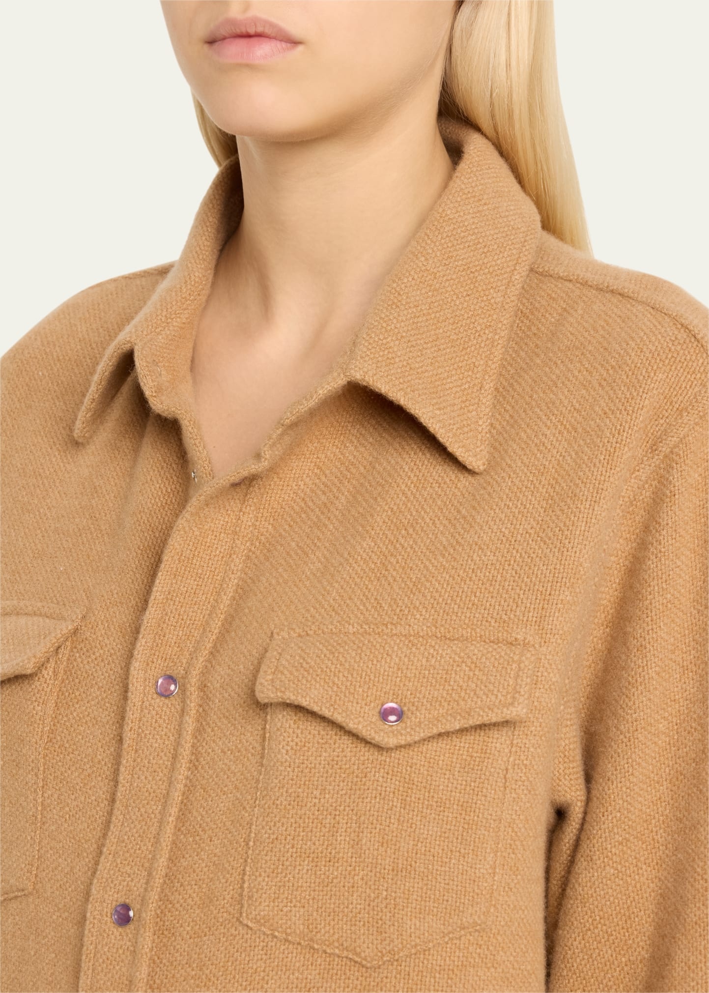 Cashmere Button-Front Shirt - 5