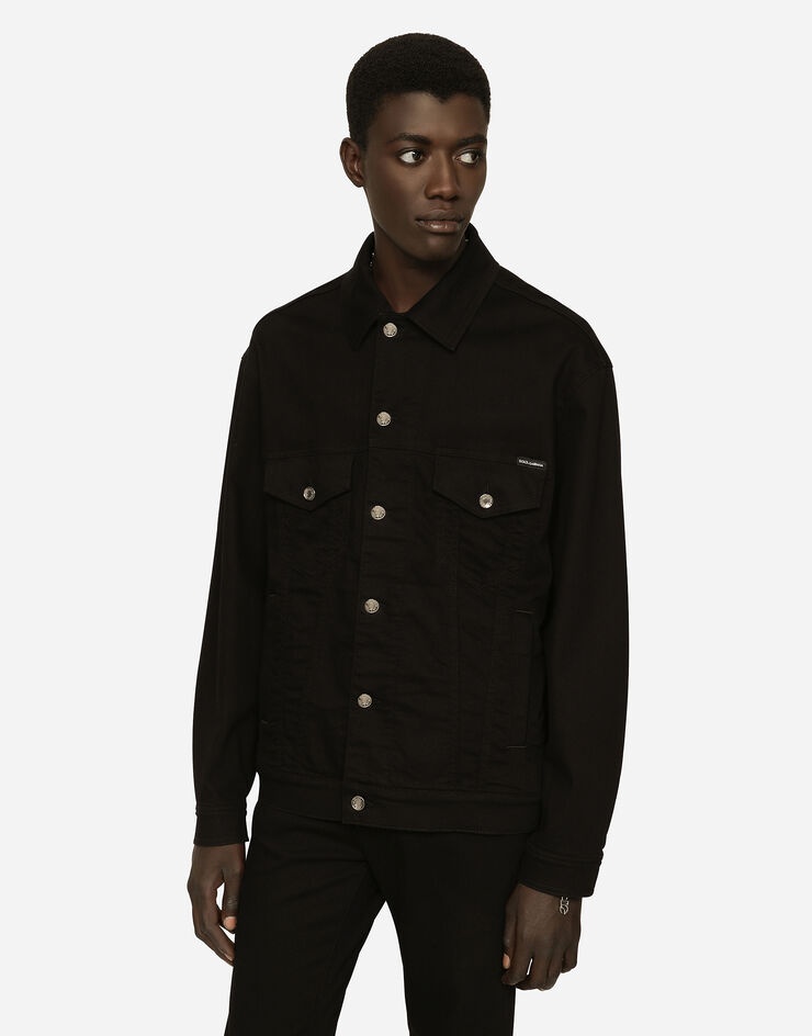 Black wash stretch denim jacket - 2