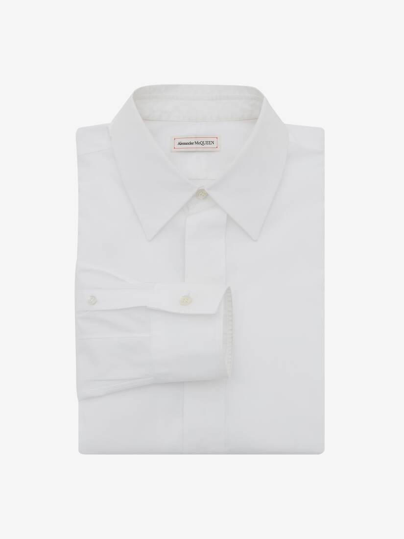 Men's Cotton Poplin Shirt in White - 5