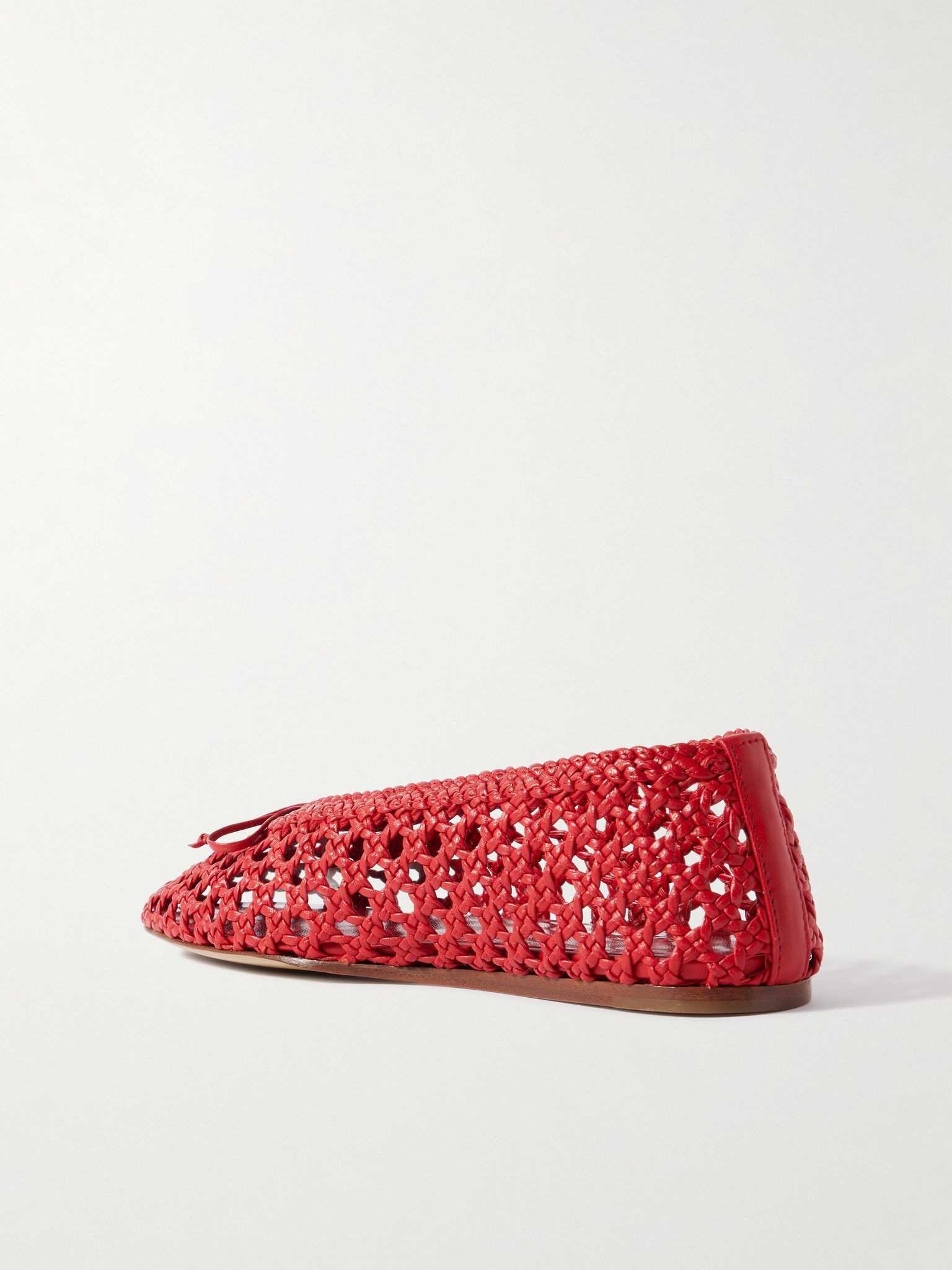 Regency bow-embellished woven leather ballet flats Crimson - 3