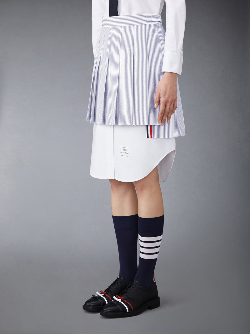 Thom Browne THIGH LENGTH DROPPED BACK PLEATED SKIRT IN SEERSUCKER outlook