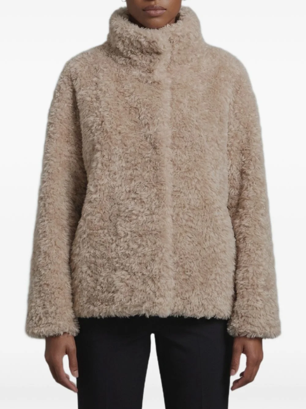faux-fur stand-up collar jacket - 1