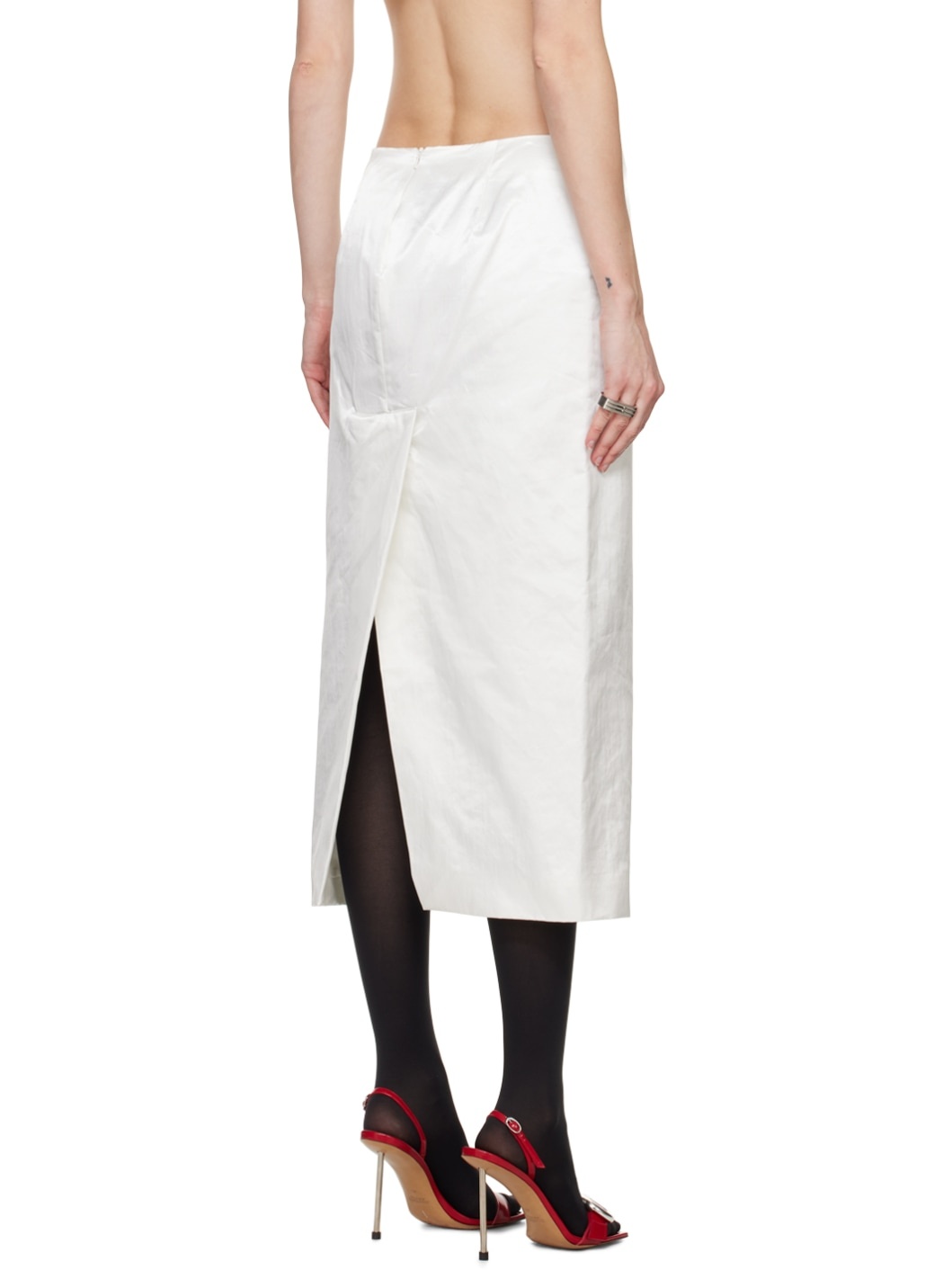 White Cellula Maxi Skirt - 3