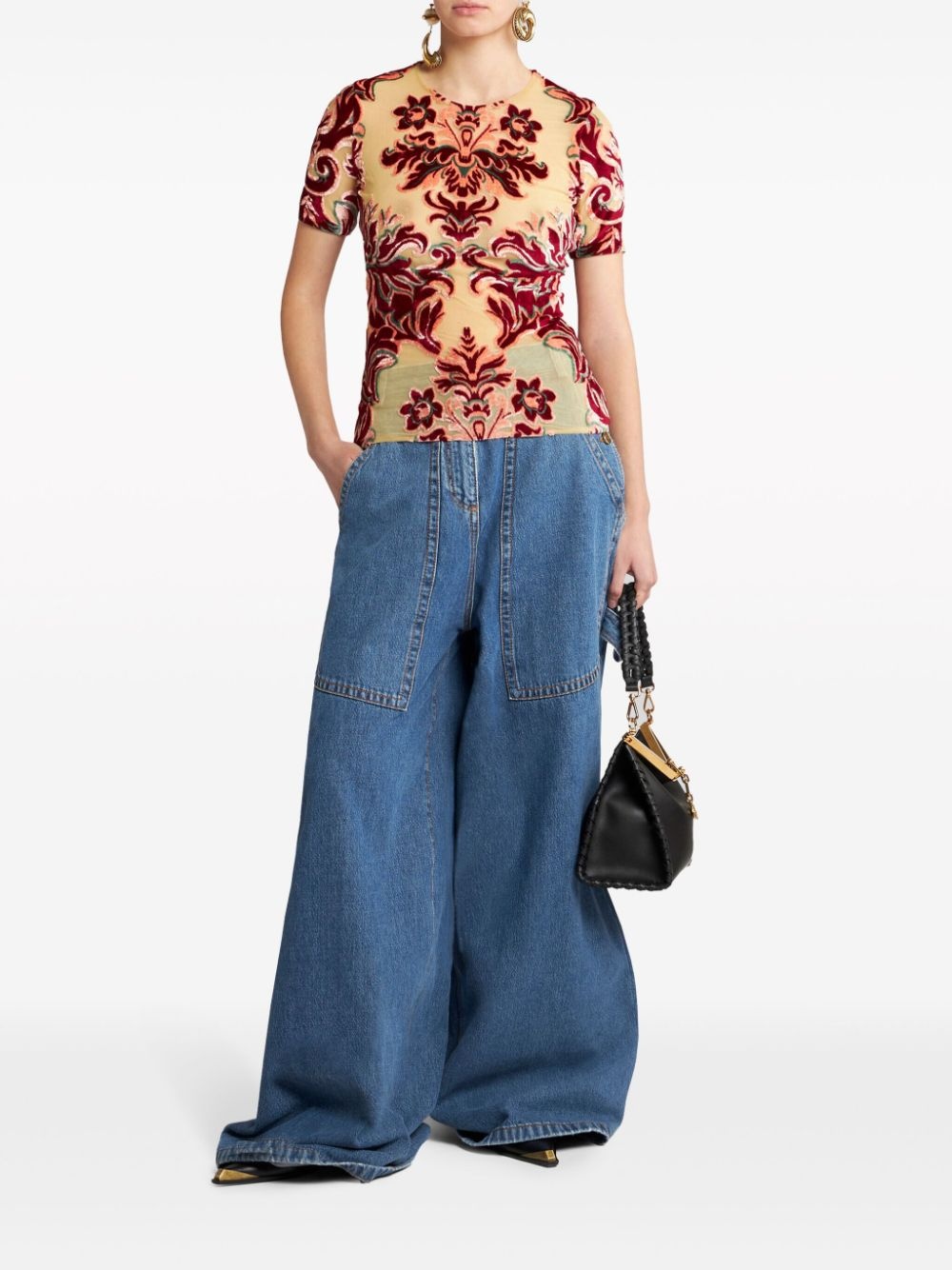 Pegaso-embroidery wide-leg jeans - 2