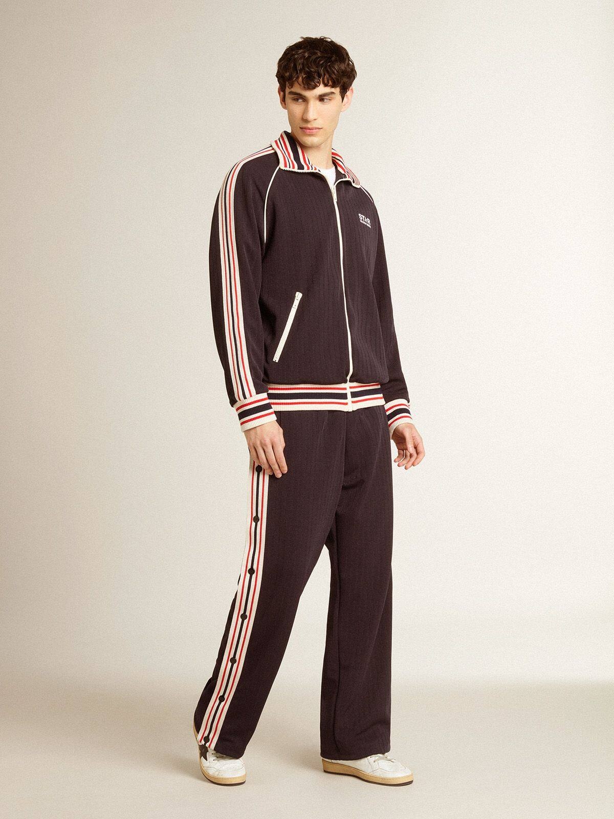 Golden Goose Men's dark blue zipped sweatshirt with white