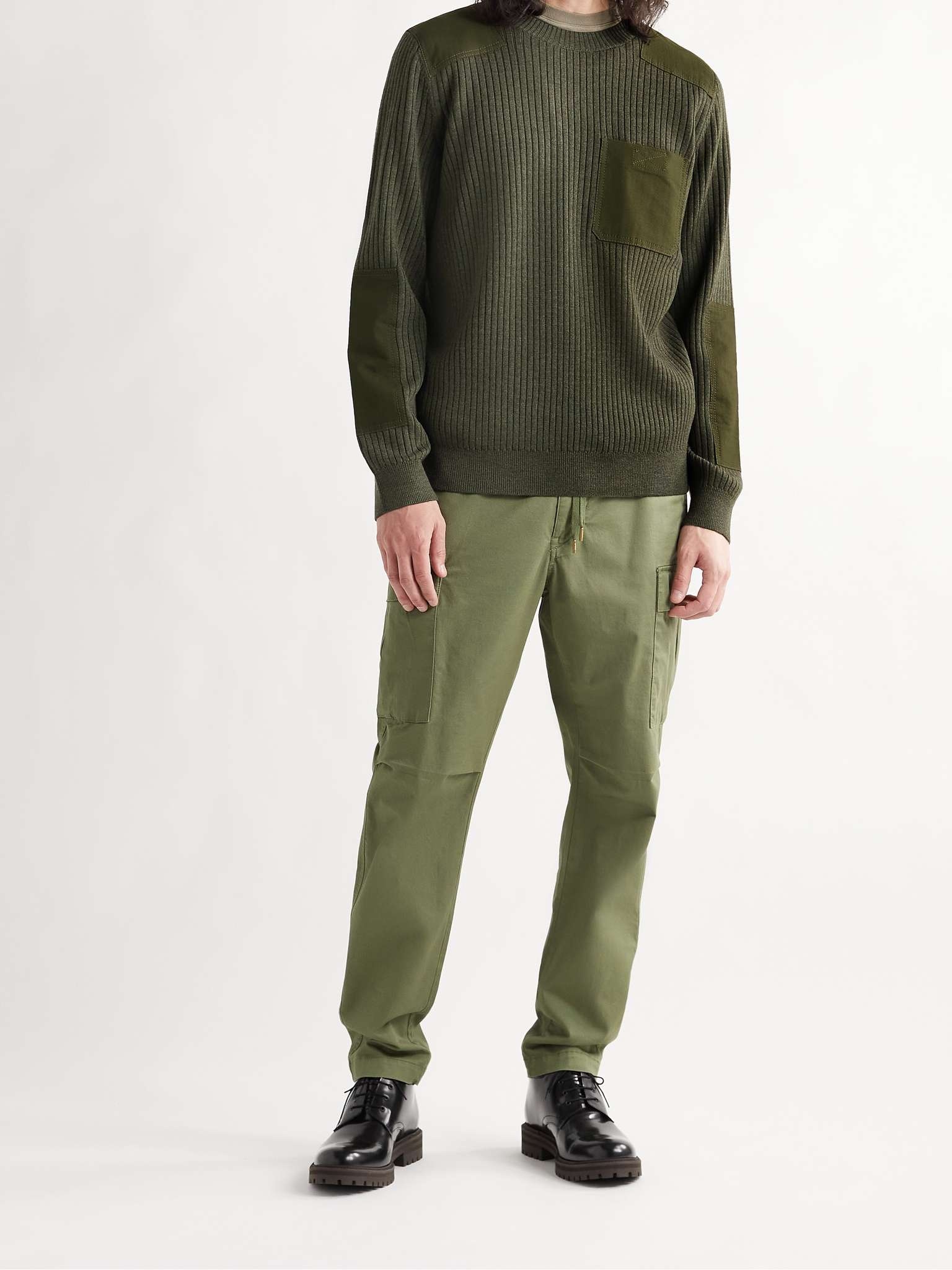 Canvas-Trimmed Ribbed Wool Sweater - 2