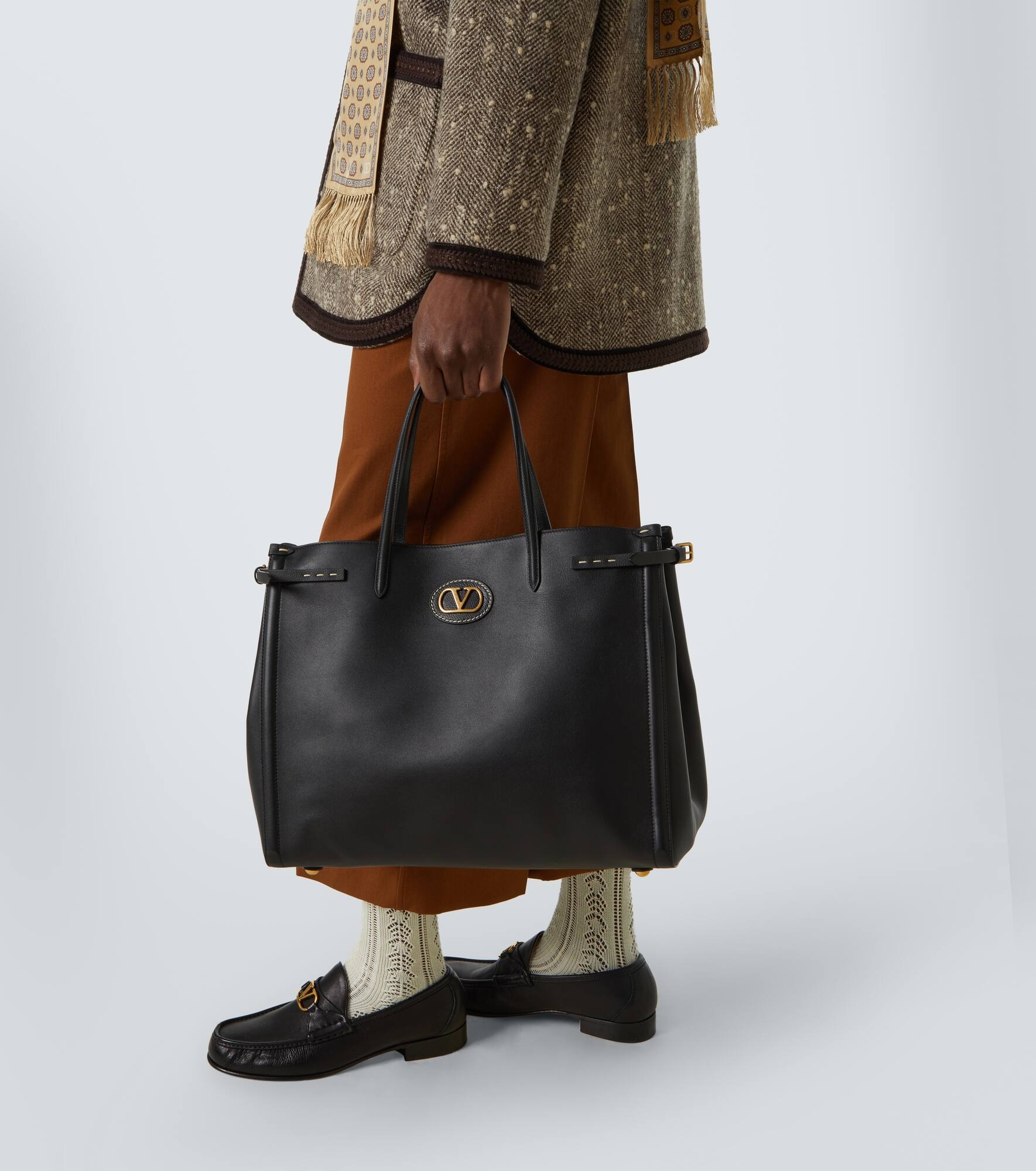 VLogo leather tote bag - 2