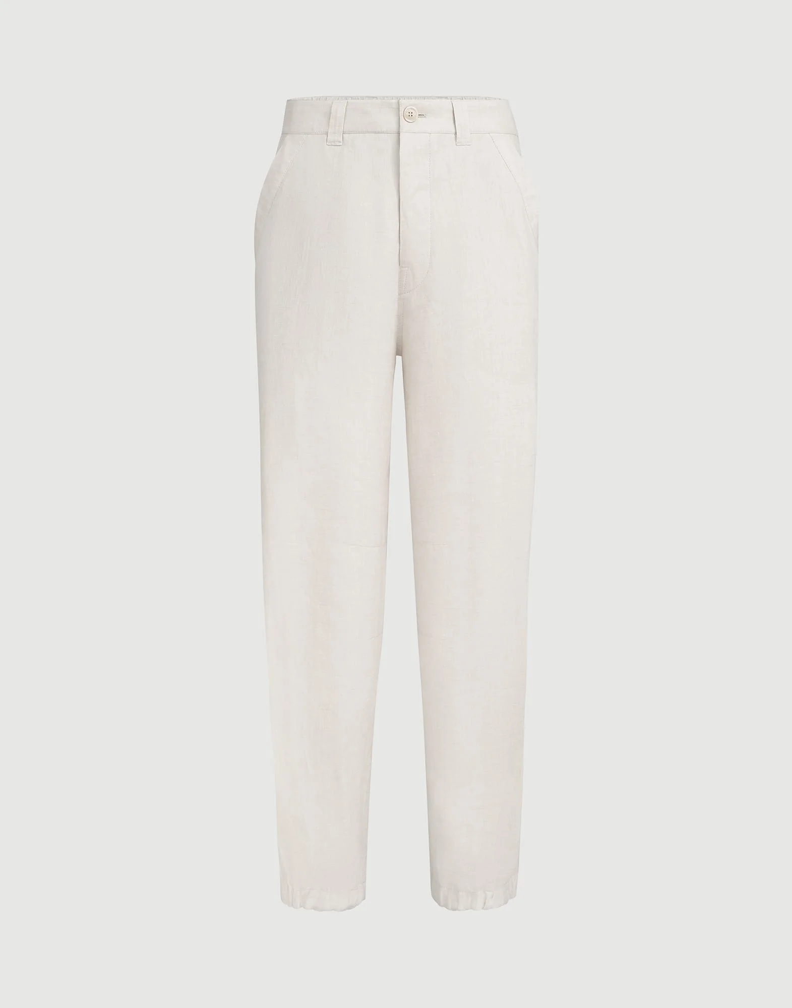 Linen micro chevron trousers with drawstrings - 1
